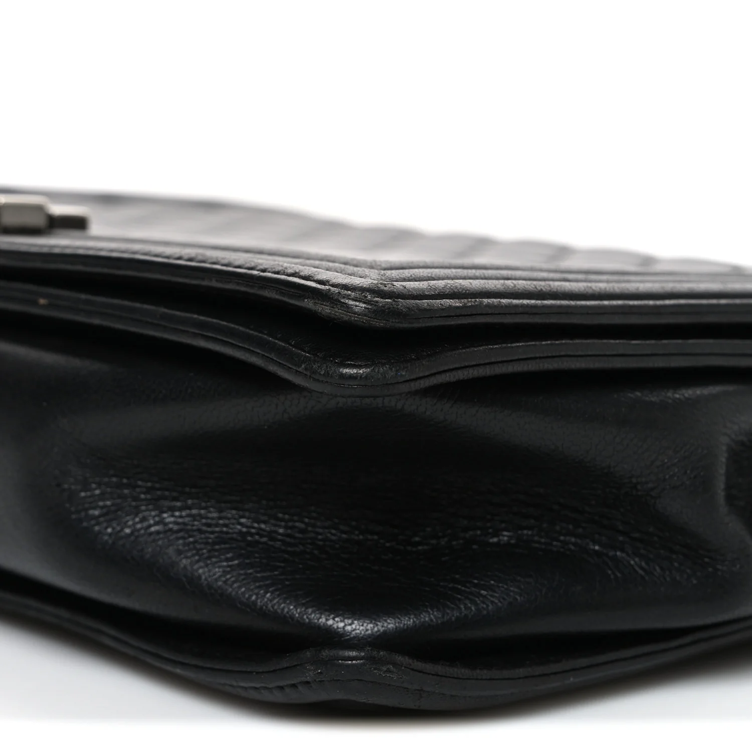 Lambskin Quilted Large Boy Flap Black