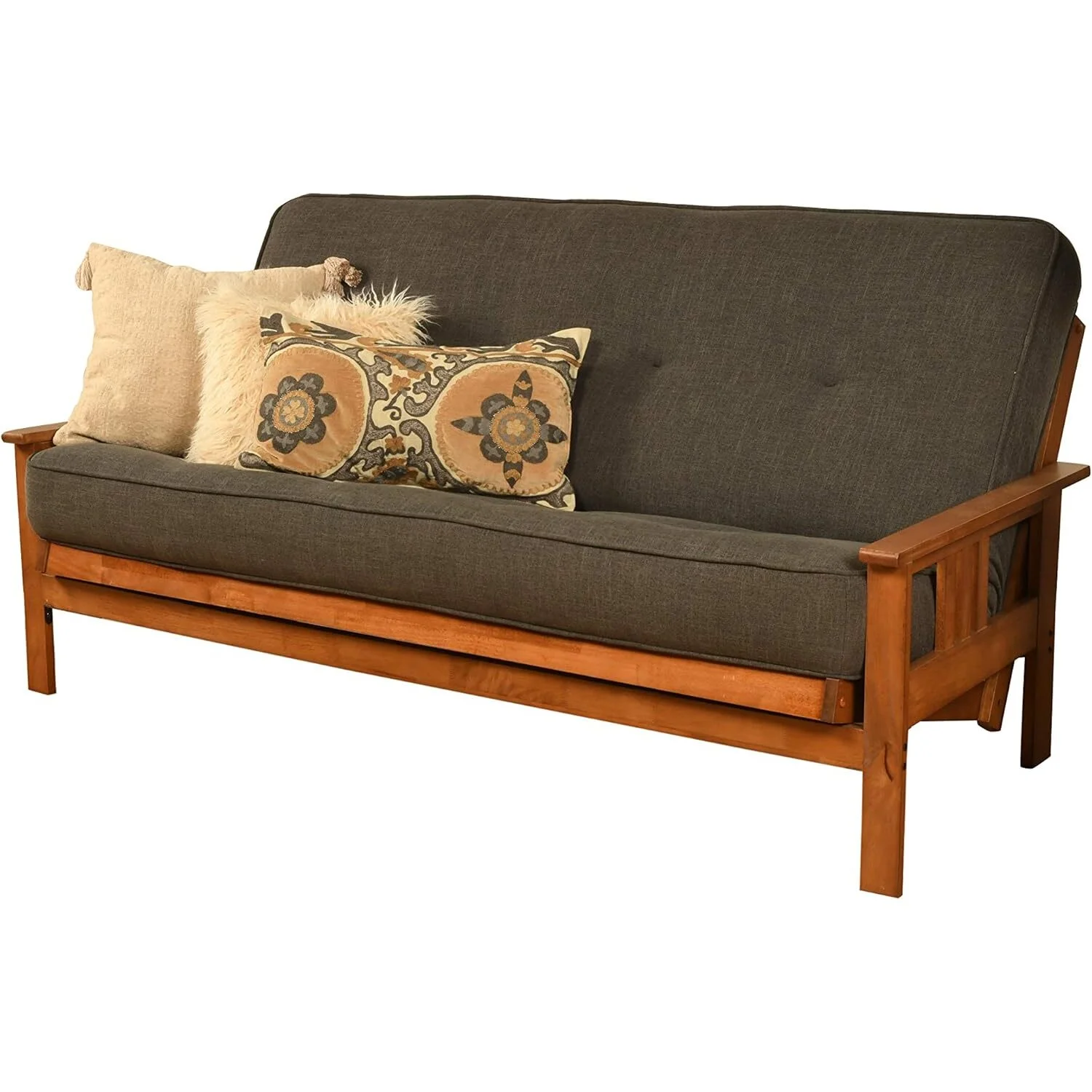 African Artifacts Full Size Futon Frame Set with Mattress, Easily Converts to Bed, Versatile Design Futon Frame for All Spaces, 33"H x 79"L x 37"D-Color:Linen Charcoal,Size:Barbados(Barbados/Linen Charcoal) - Image 4
