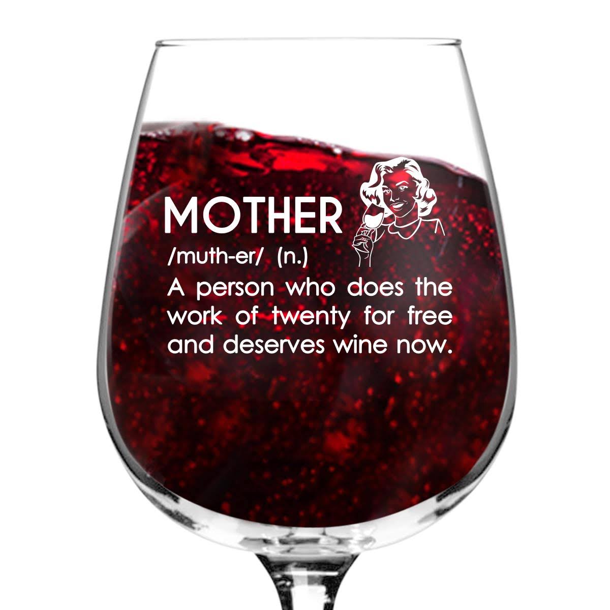 Mother Definition Funny Wine Glass Gifts for Women- Premium Birthday