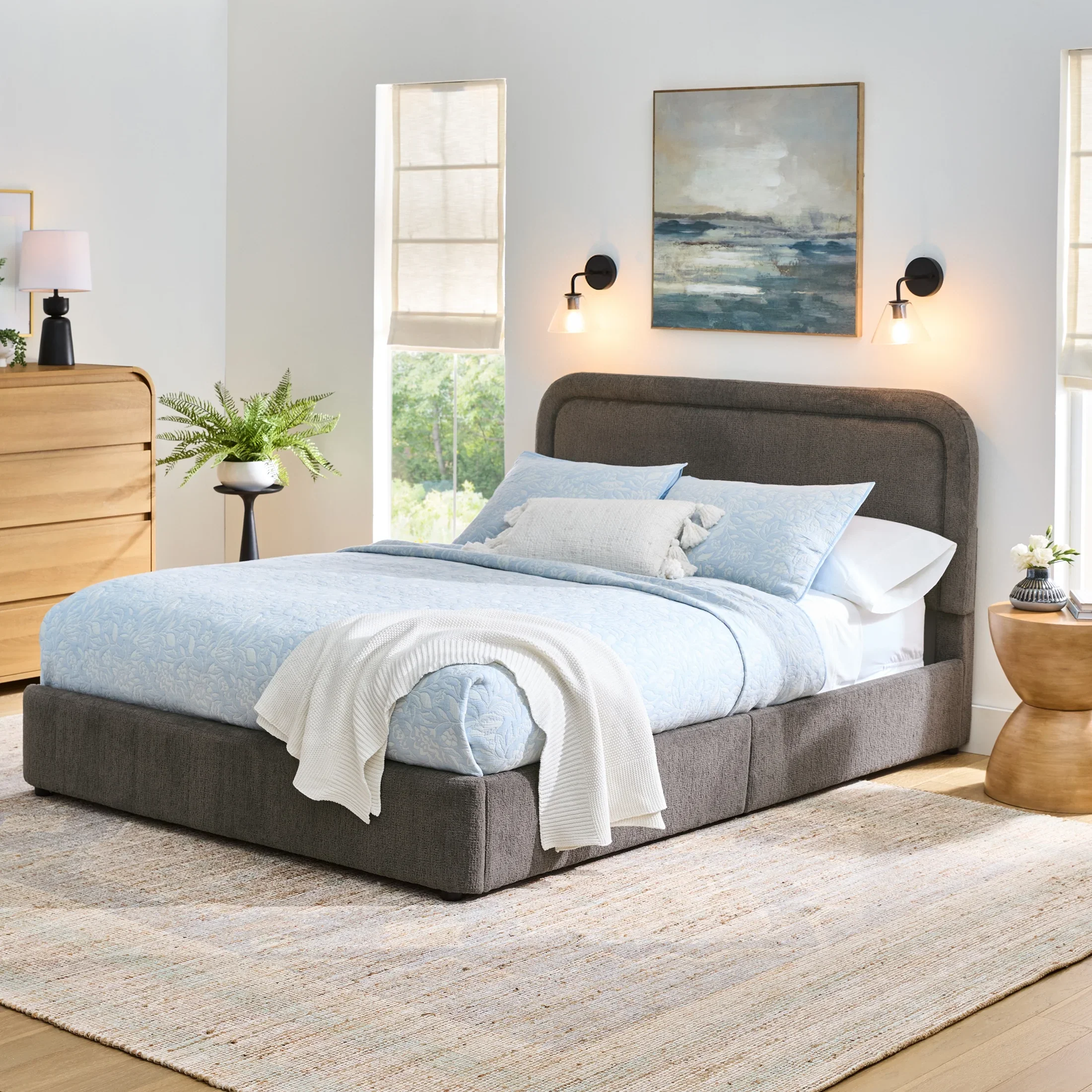 Better Homes & Gardens Juliet King Boucle Platform Bed, Ivory