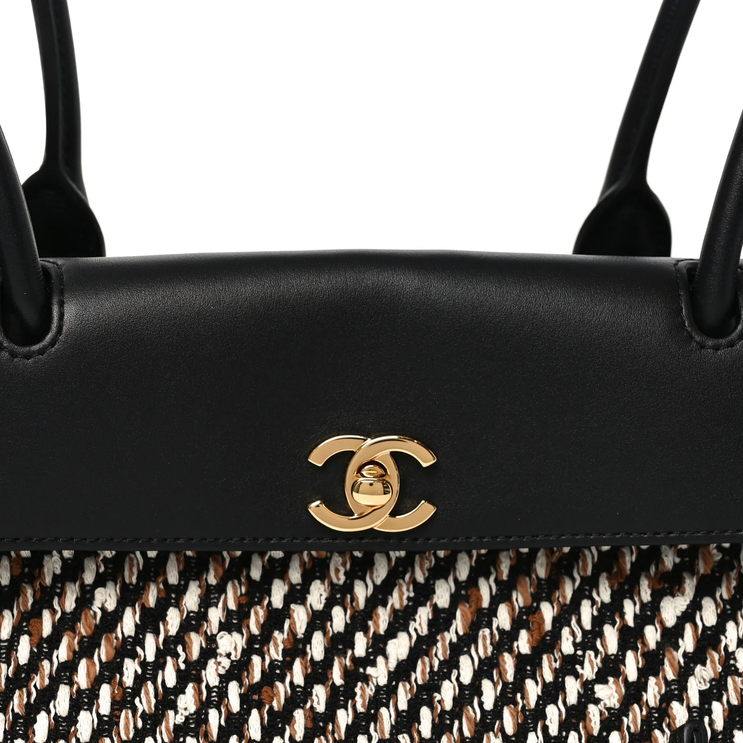 Tweed Calfskin Urban Essentials Small Shopping Bag Black Multicolor