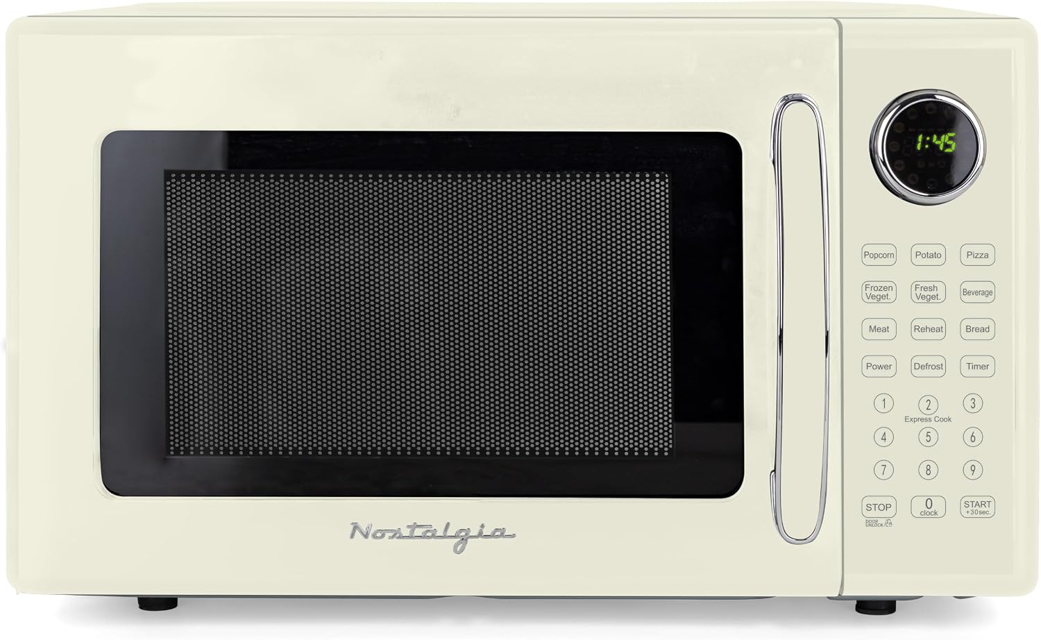 Nostalgia Retro Microwave - Countertop Microwave Oven - Includes 12 Pre-Programmed Settings and Digital Clock - 0.9 CU Ft- 800 Watts - Yellow