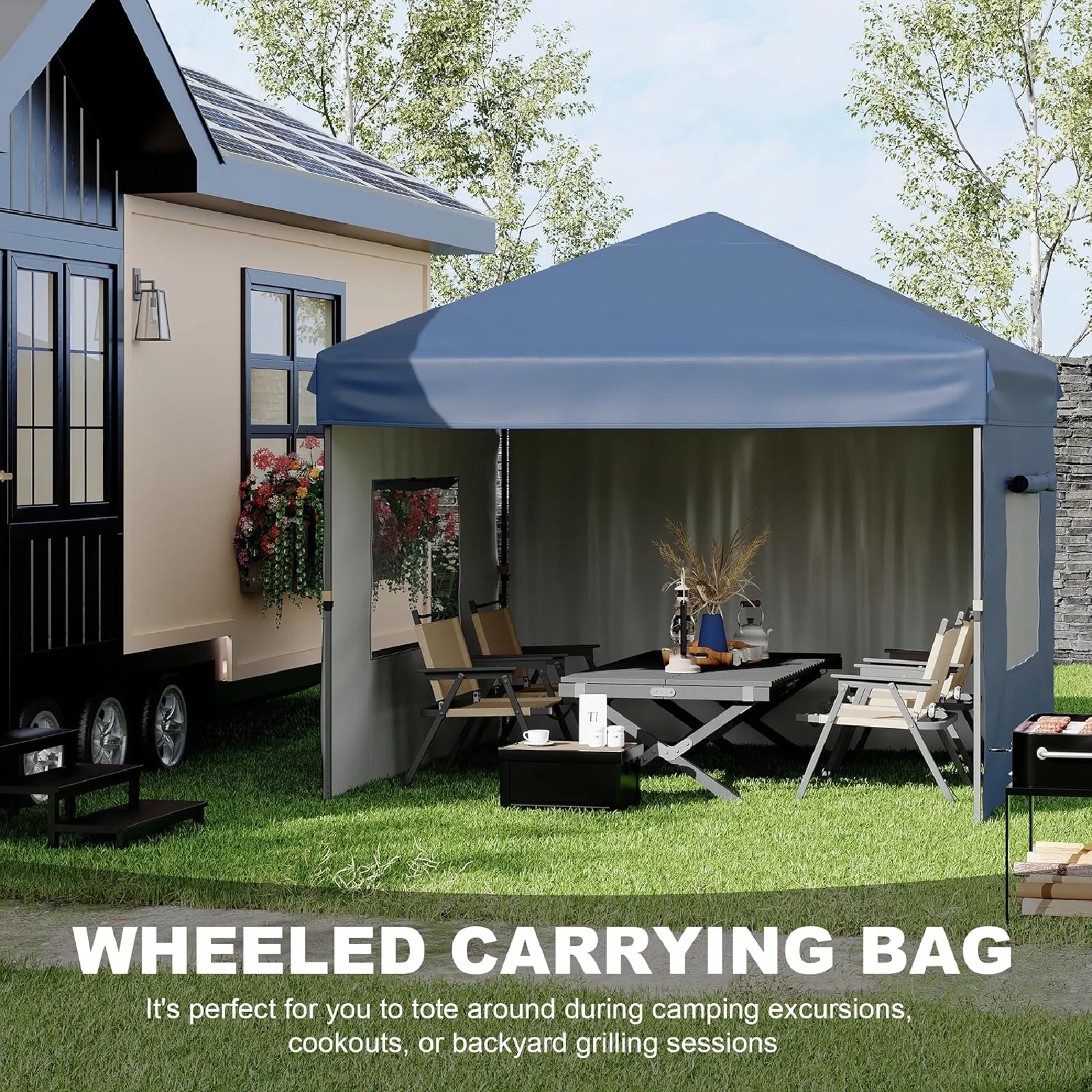 10x10FT Pop Up Canopy Tent, Folding Tent Shelter with 3 Removable Sidewalls, Easy Setup Outdoor Canopy, Height Adjustable Shelter Gazebos(10' x 10'/Blue) - Image 9
