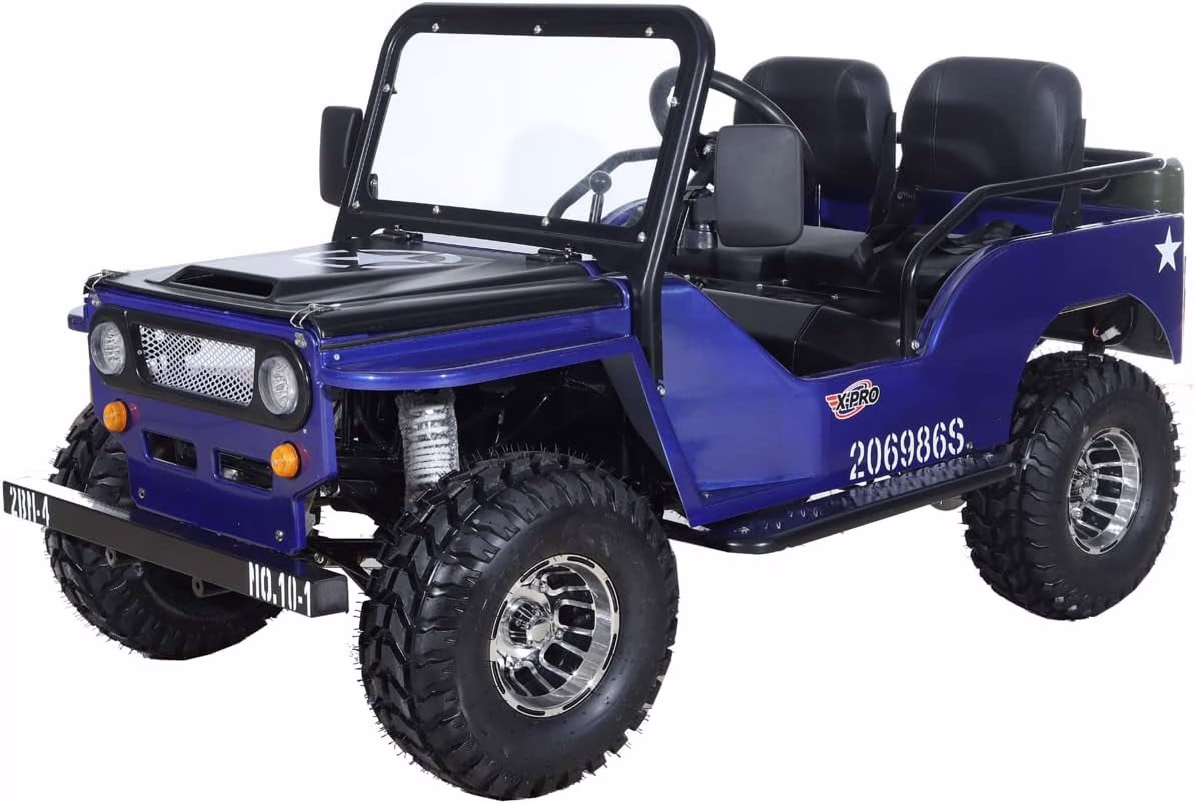 X-Pro 125cc Jeep Go Kart, 3-Speed Semi-Automatic Transmission w/Reverse, Big 18 Aluminum Rim Wheels