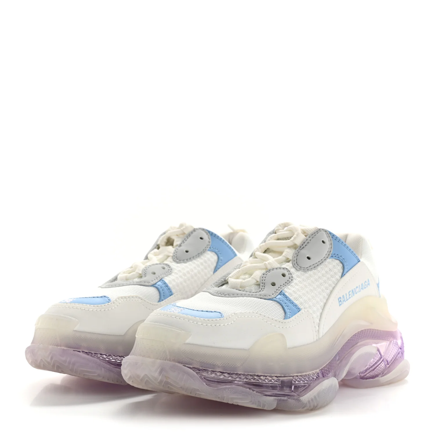 Fabric Mesh Clear Sole Womens Triple S Sneakers 36 Light Blue Grey Lilac White