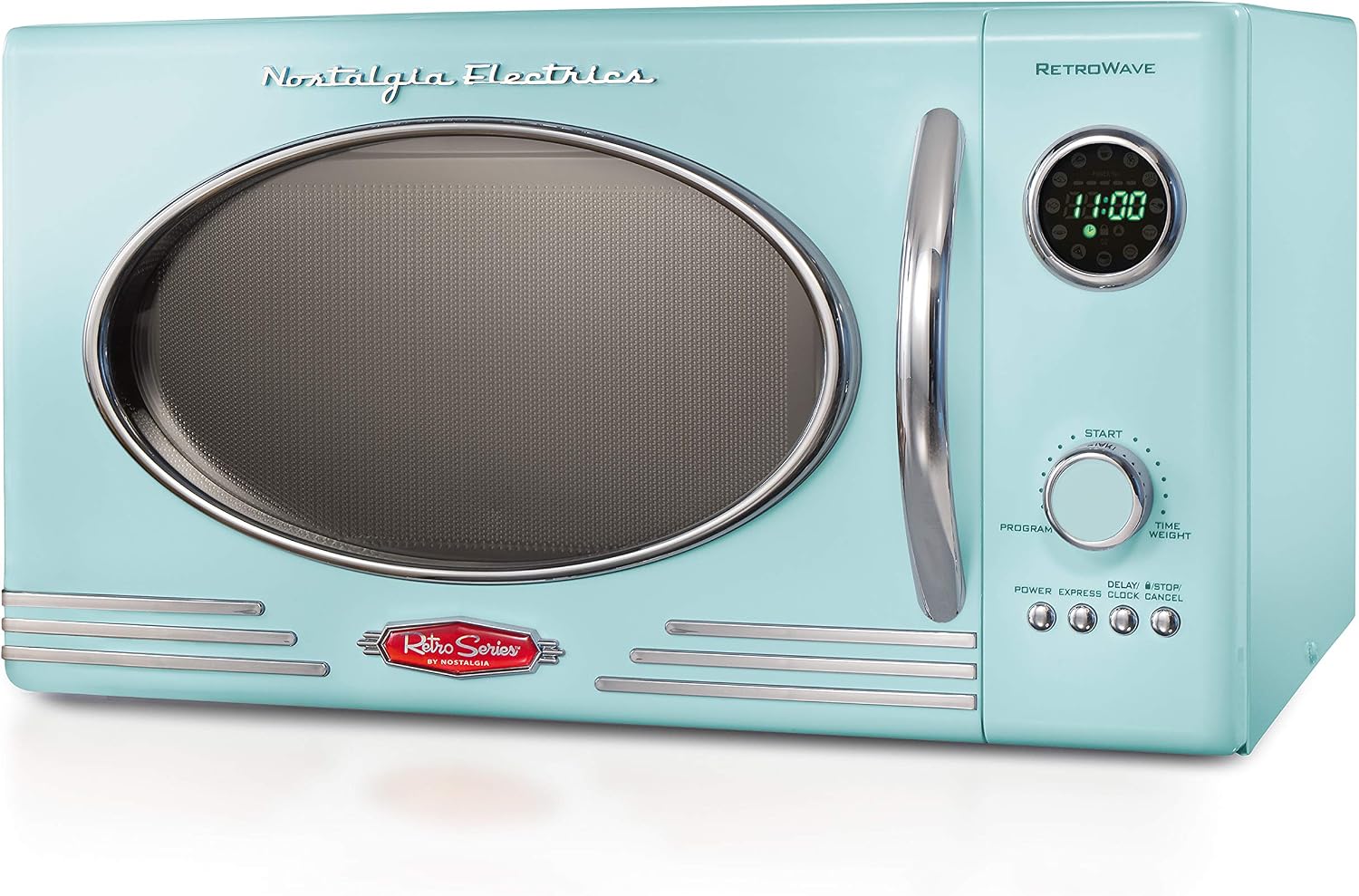 Nostalgia Retro Microwave - Countertop Microwave Oven - Includes 12 Pre-Programmed Settings and Digital Clock - 0.9 CU Ft- 800 Watts - Yellow