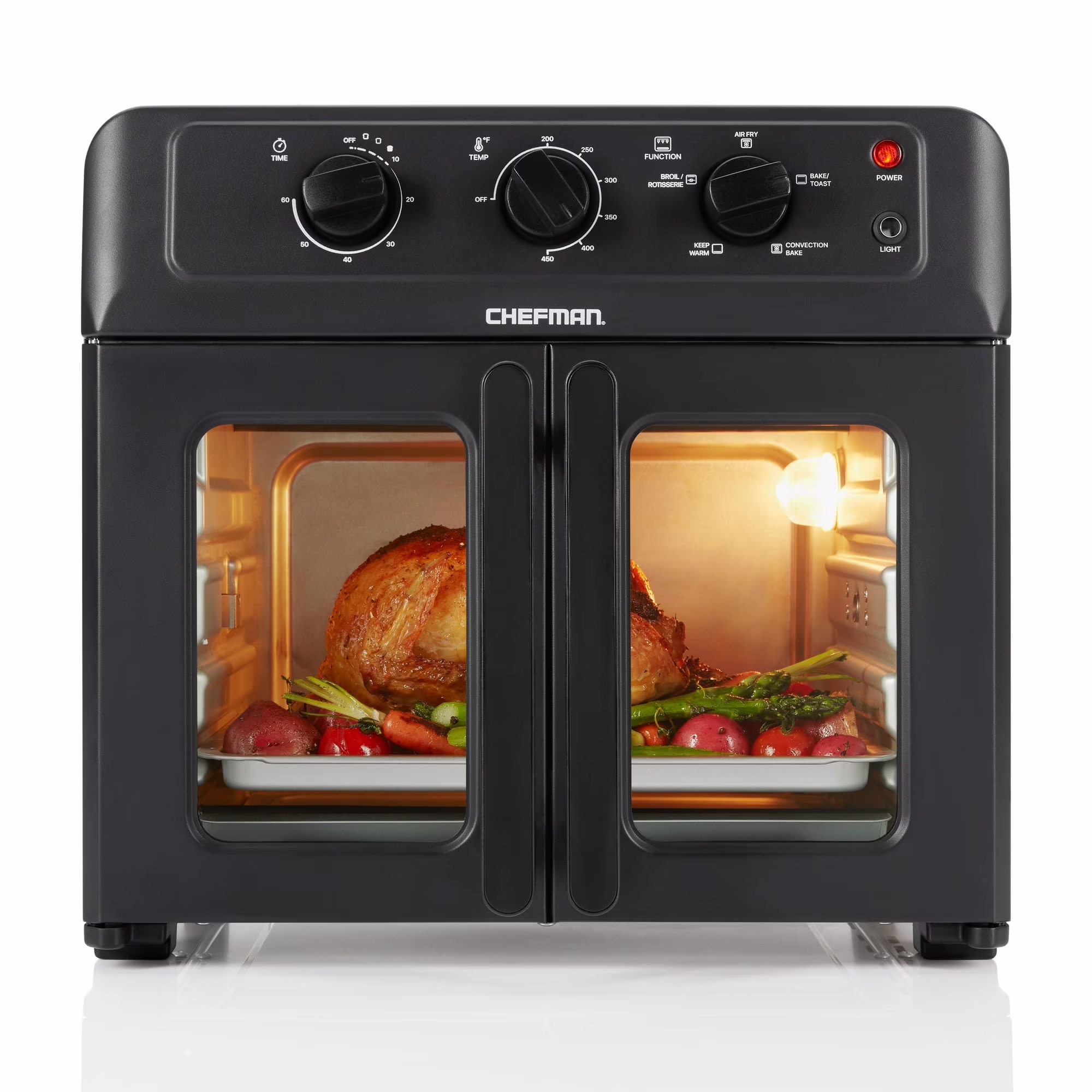 Chefman XL Air Fryer Oven W/ French Doors, 26 Qt Capacity, 5 Functions - Black