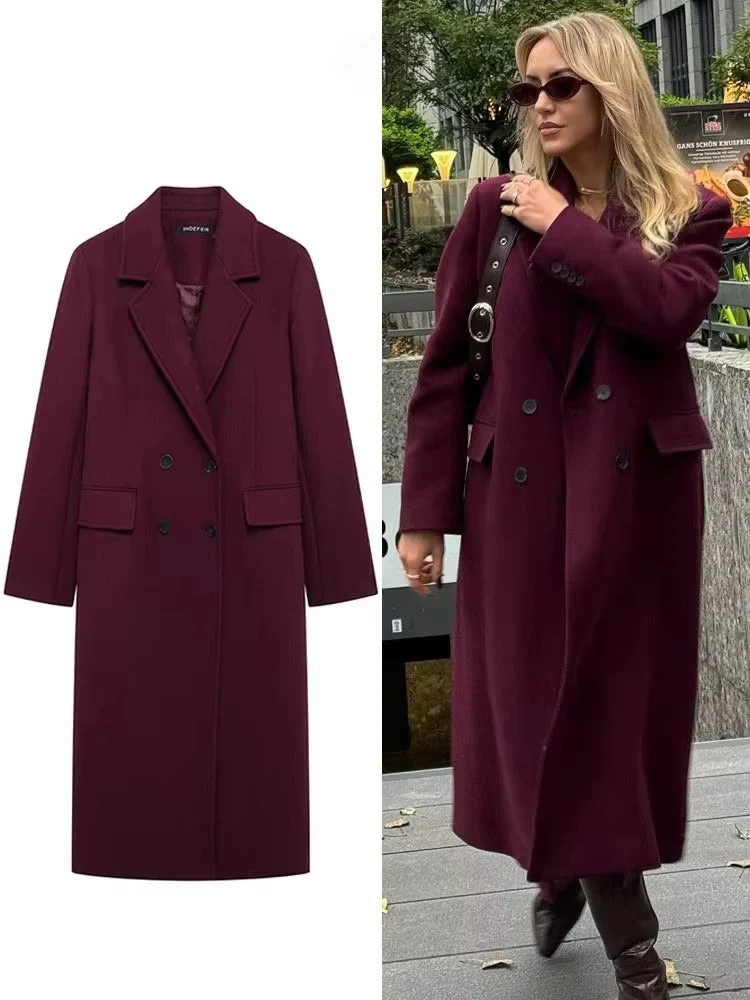 Manteau croisé à manches longues