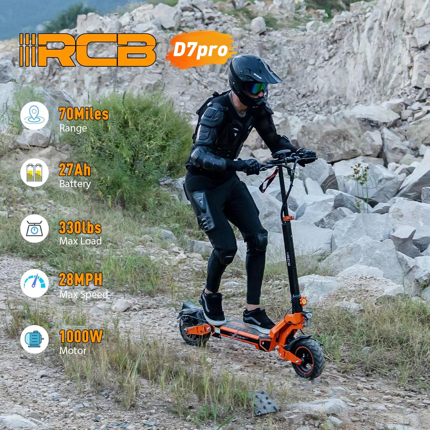 Electric Scooter for Adults, Max 70miles Range, 1000W Motor, 48V 27ah Battery, 10