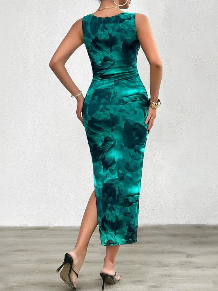 Sophie Paris | Robe longue moulante à imprimé aquatique