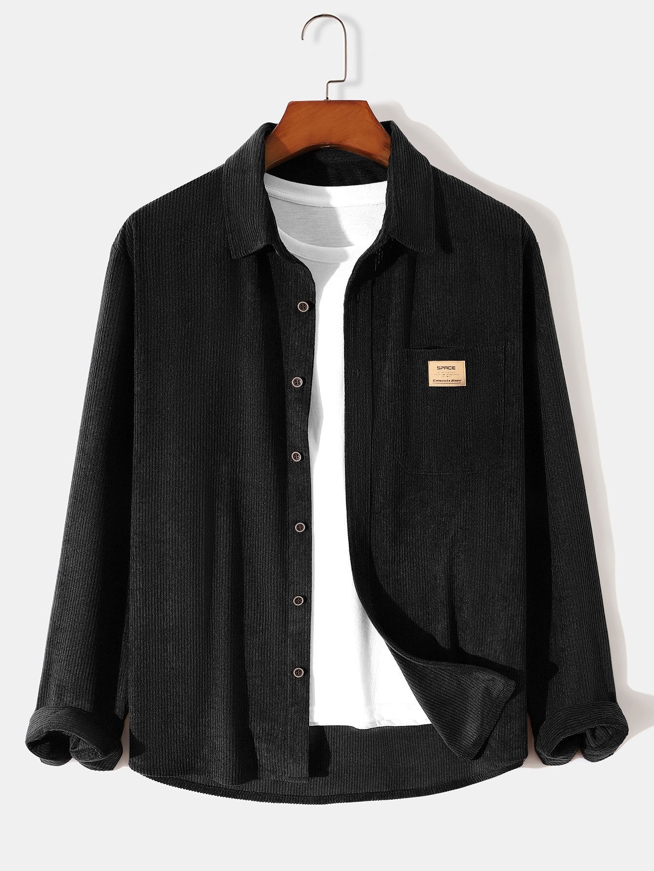 Chemise en velours côtelé à manches longues et pantalon en velours côtelé à jambes droites