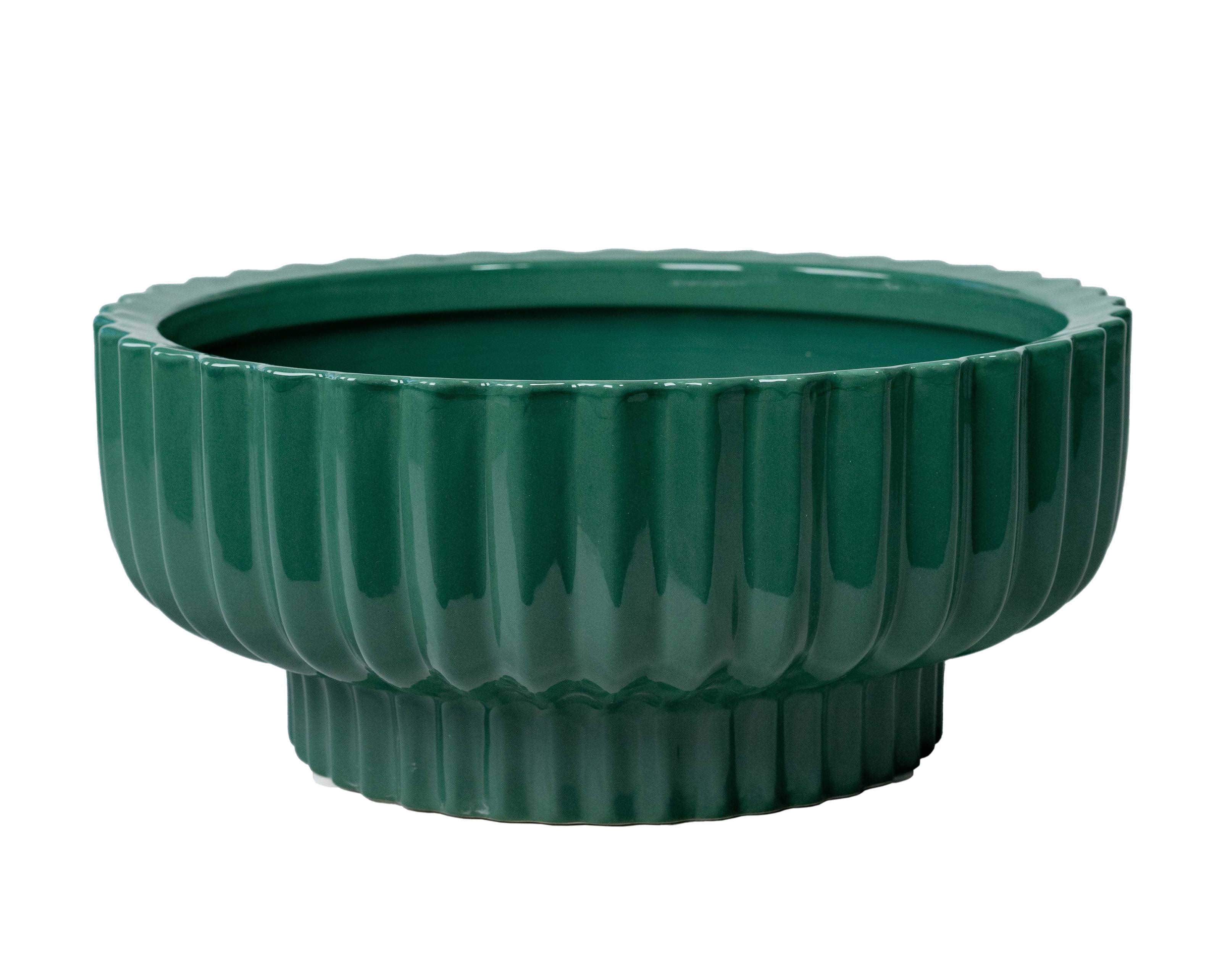 Better Homes & Gardens Fischer Round Ceramic Planter - Green - 12 in