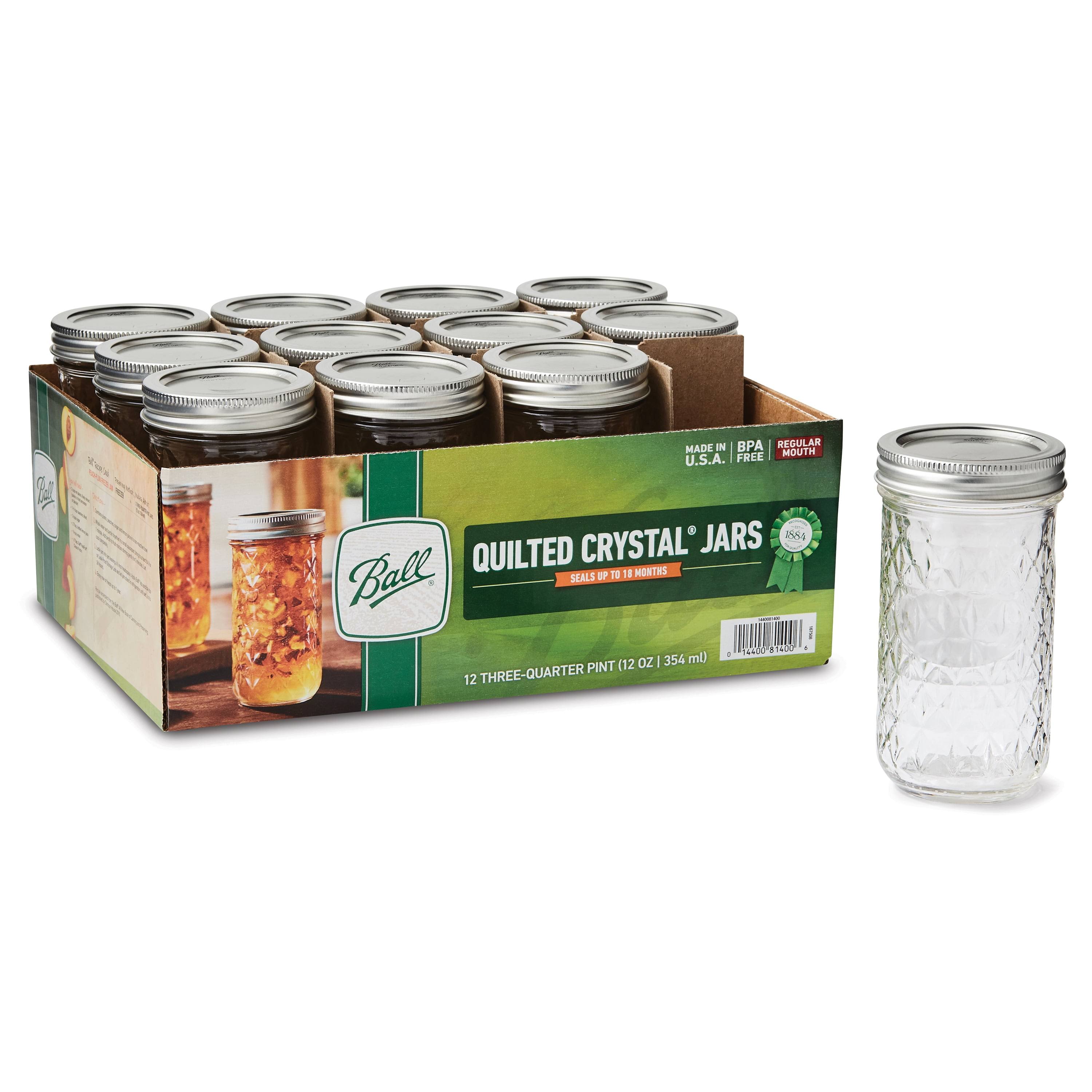 Ball Jelly Jars, Quilted Crystal, Regular Mouth, 12 Ounce - 12 jars