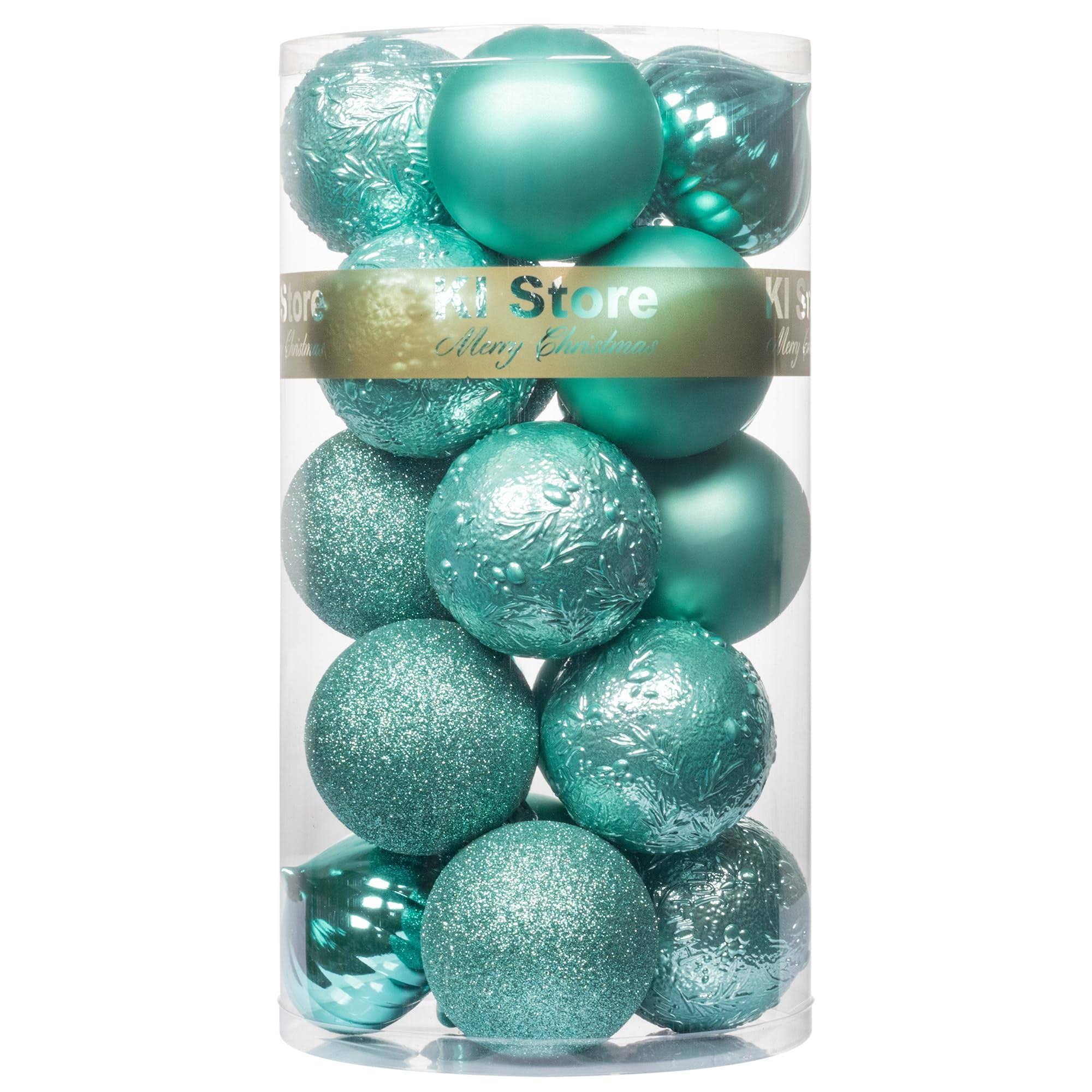 Ki Store Teal Christmas Balls 20pcs 3.15-inch Christmas Tree Decoration Ornaments for Xmas Tree Holiday Wreath Garland Decor Ornaments Hooks Included