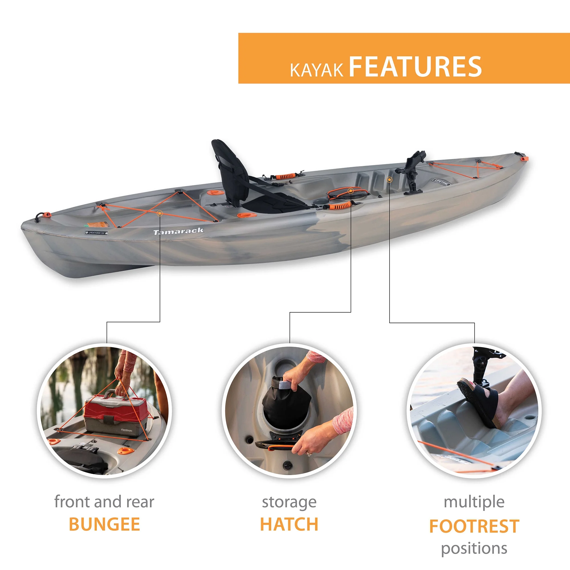 Lifetime Tamarack Angler 10 Ft. Fishing Kayak, Volcano Fusion (91340)