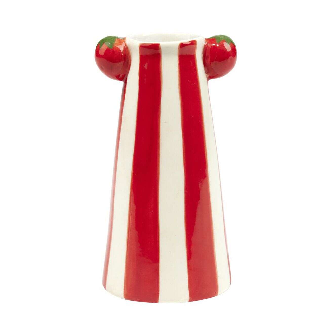 Soliflore céramique bayadère rayures colorées poignées fruit Ø6,5x12cm (2 modèles)