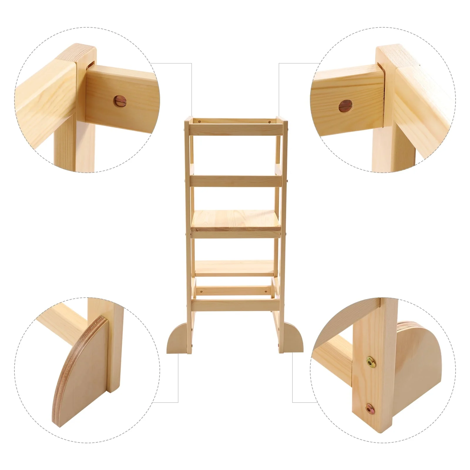 Kitchen Step Stool with Safety Rails Natural Image 8
