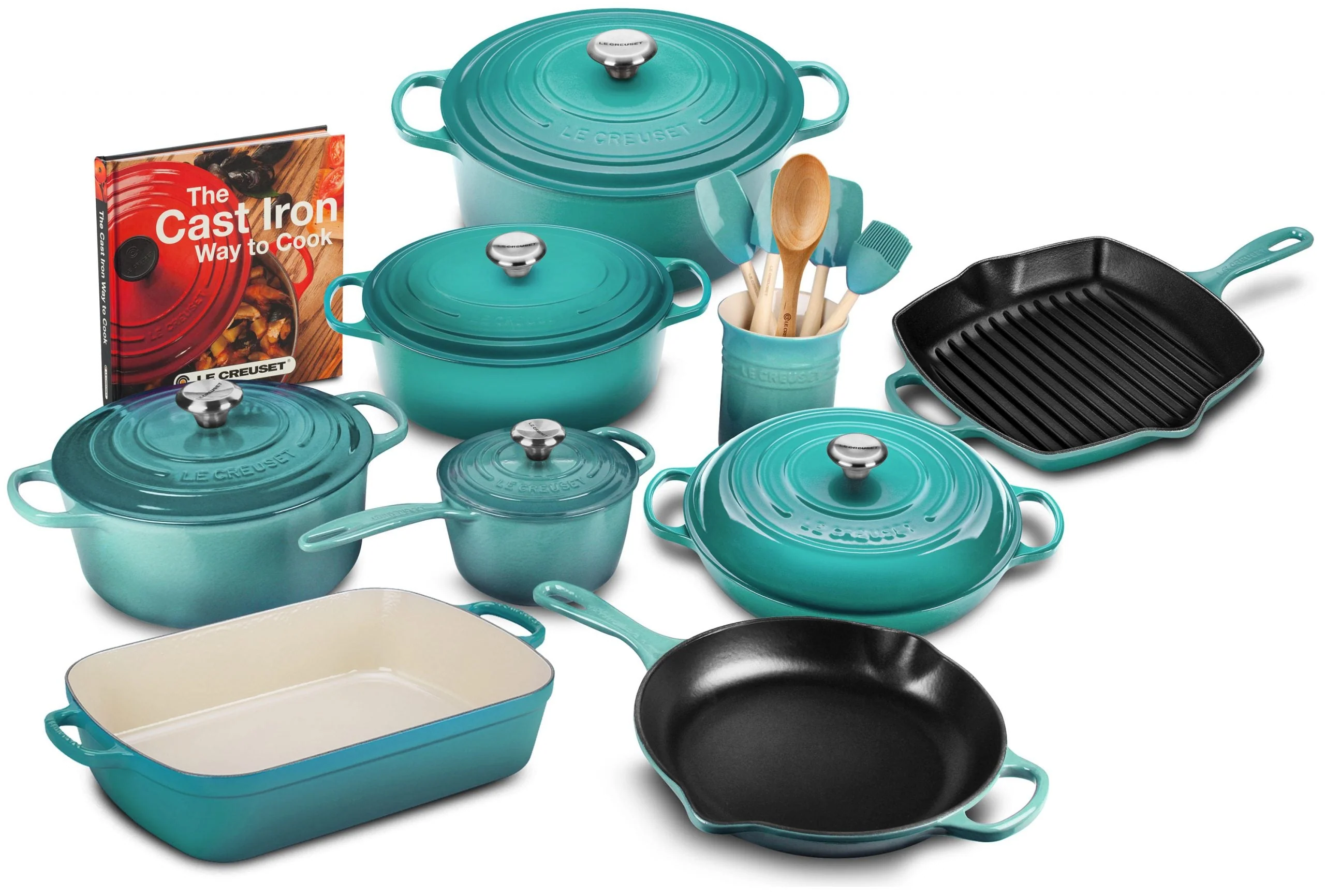 Batterie de cuisine 20 pièces en fonte Signature, poêle de 26 cm, casserole de 1,75 litre avec couvercle
