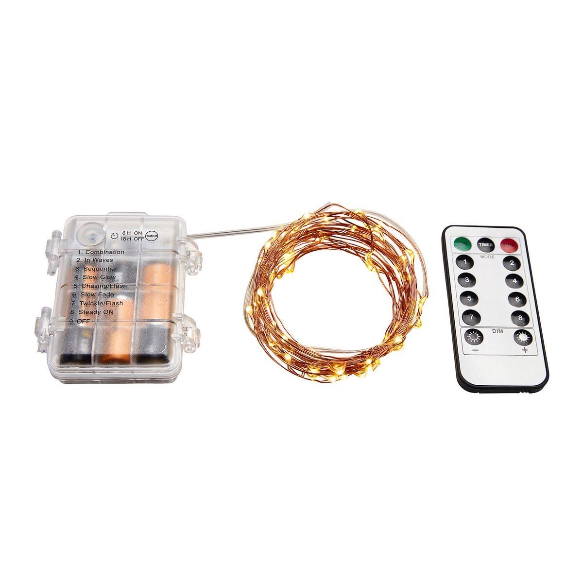 Luminar Everyday Warm White Copper Wire Lights with Remote