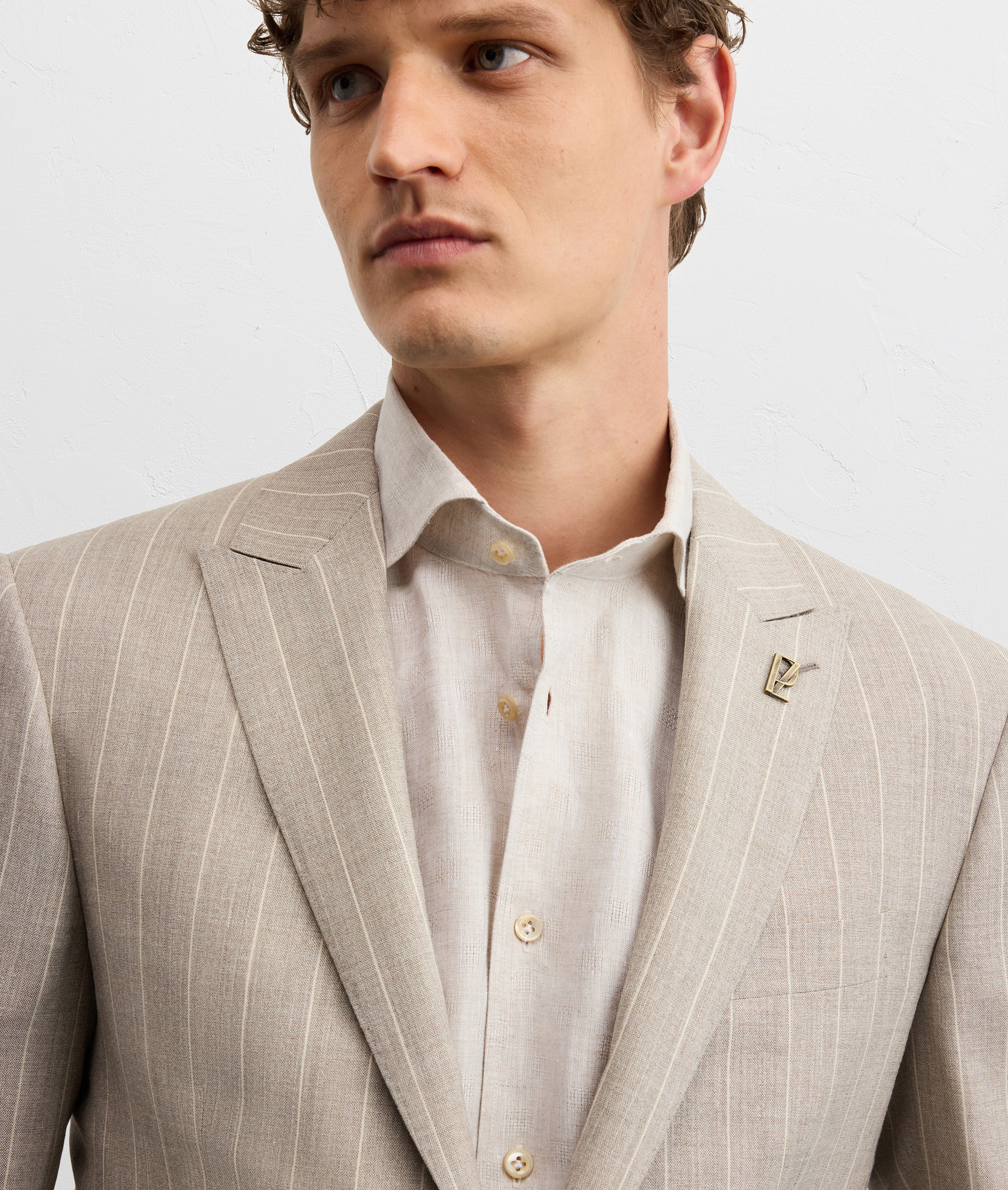 LIGHT BROWN SILK SINGLE BREASTED JACKET