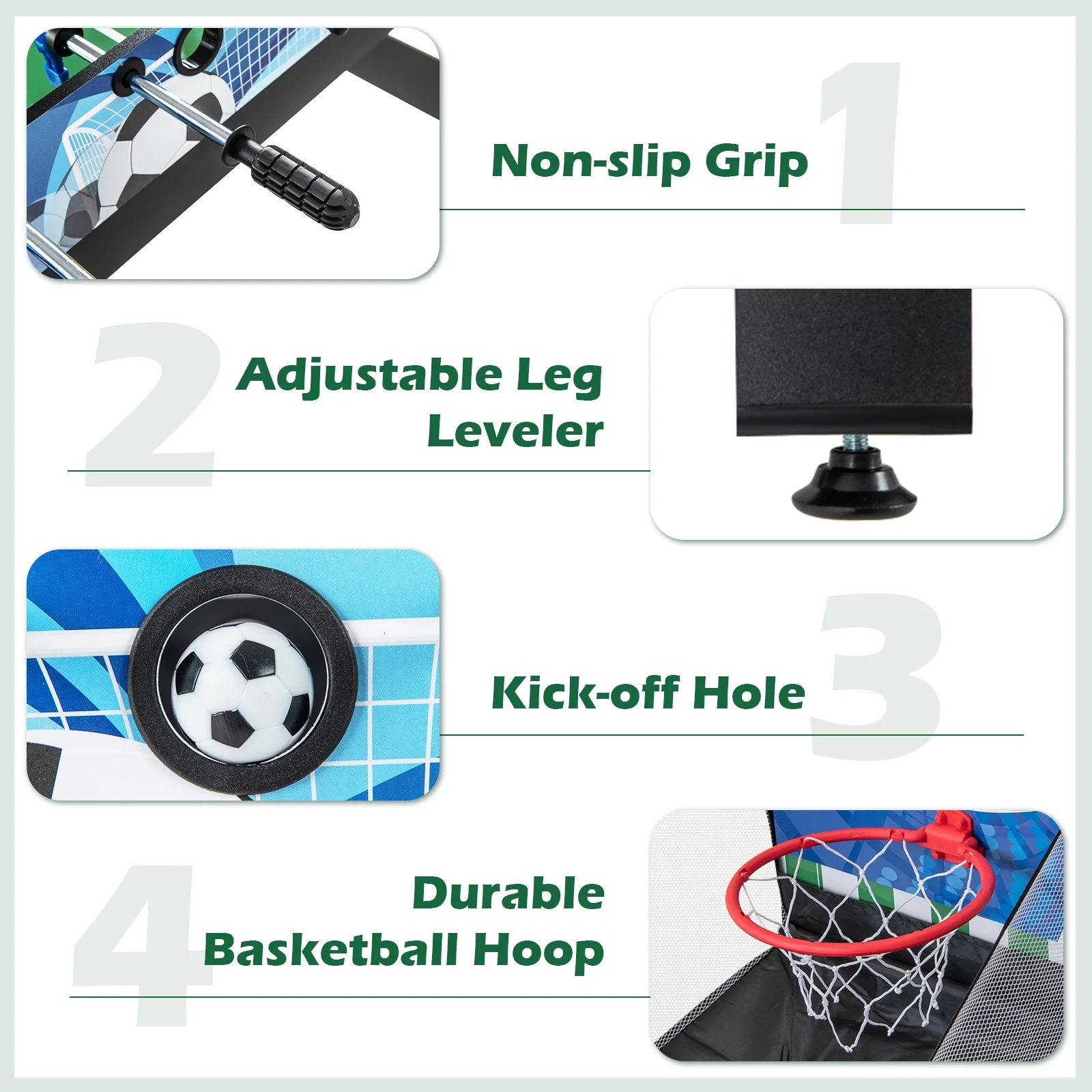 Costway 14 - in - 1 Combo Game Table Set with Foosball Air Hockey Ping Pong Chess Shuffleboard