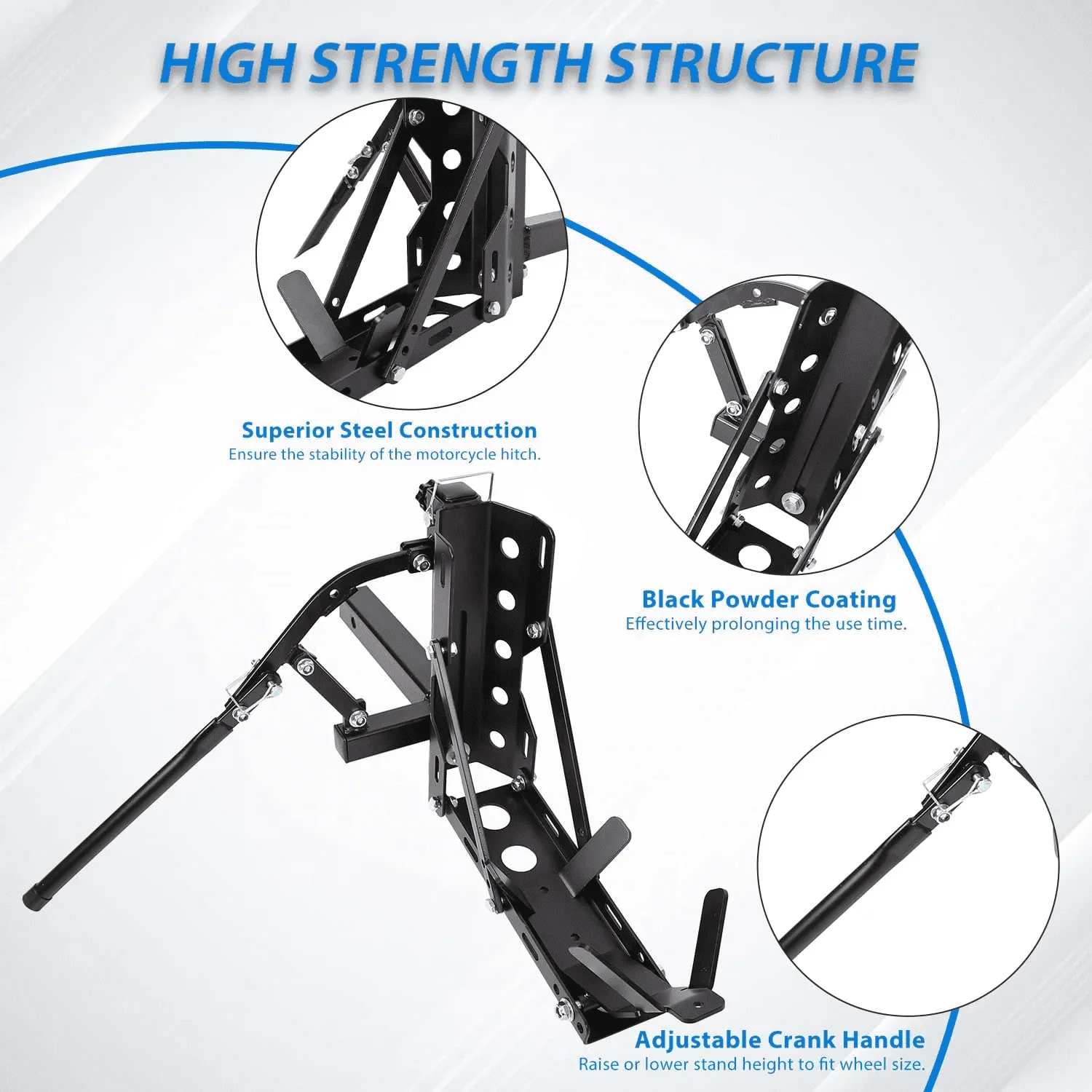 800lb Motorcycle Trailer Hitch Carrier Tow Dolly Hauler Mount Rack 2 " Heavy Duty Steel - Image 7