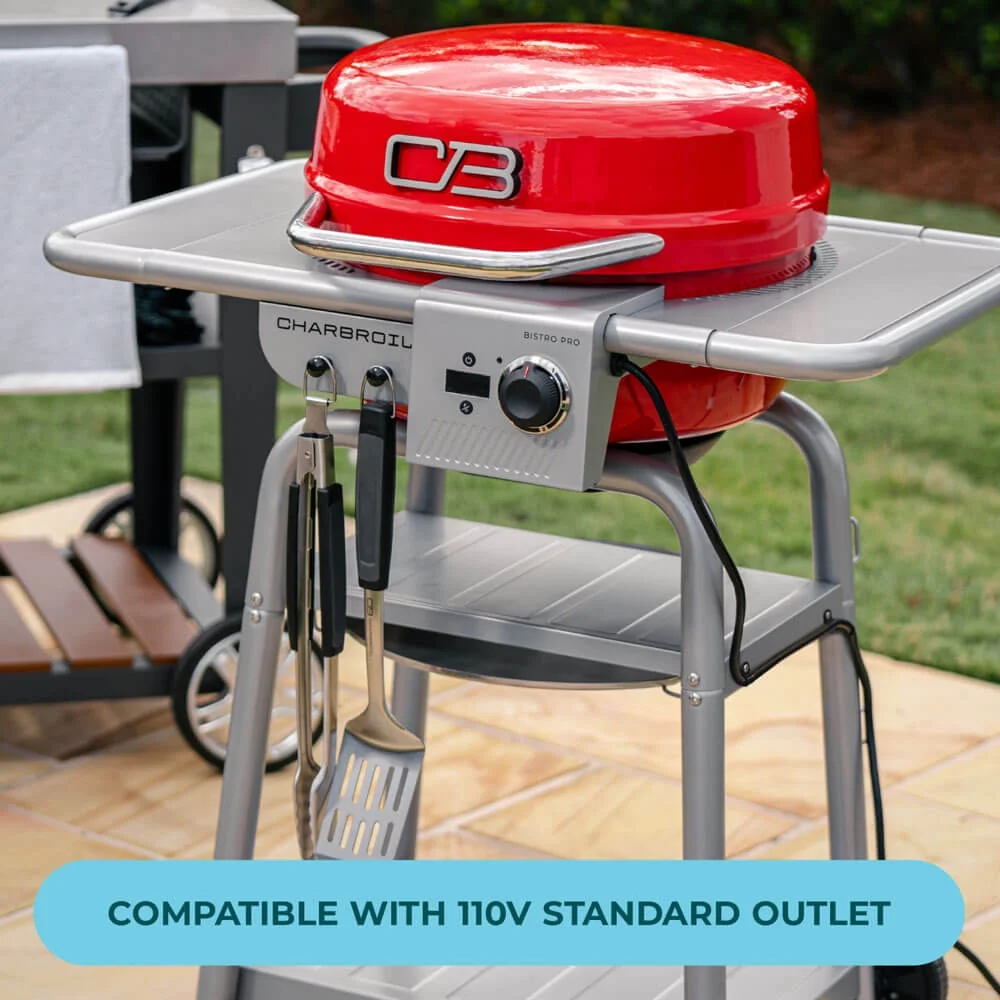 Charbroil Bistro Pro? Electric Grill & Griddle + Charcoal Mode, Red