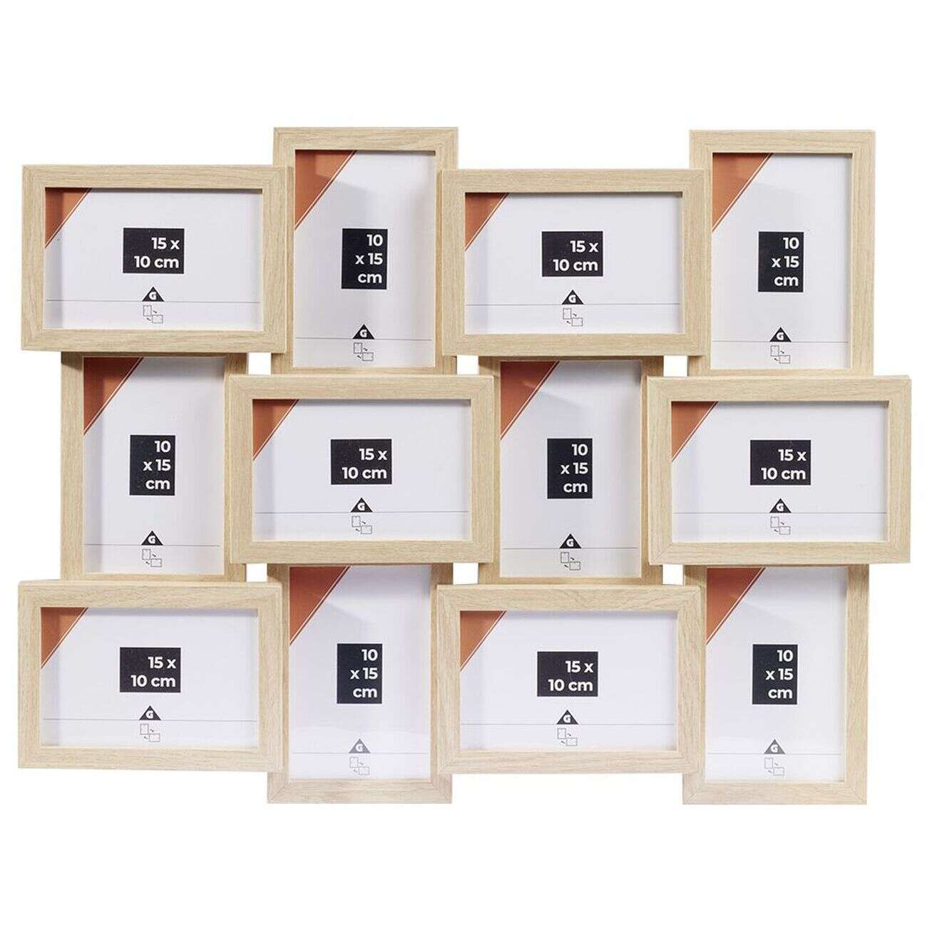 Pêle mêle plastique beige 42x48cm 12 vues 10x15cm