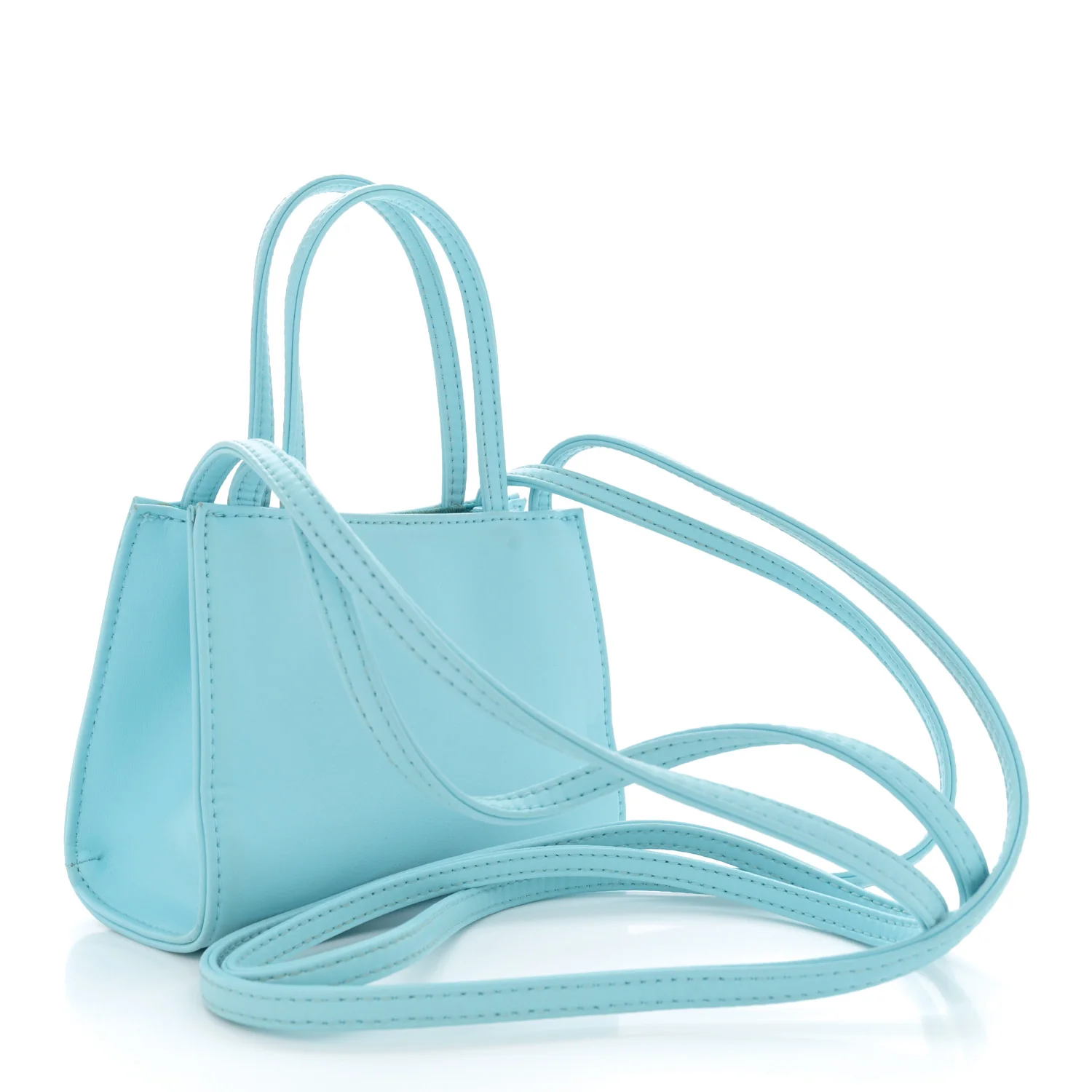 Vegan Leather Small Shopping Bag Pool Blue