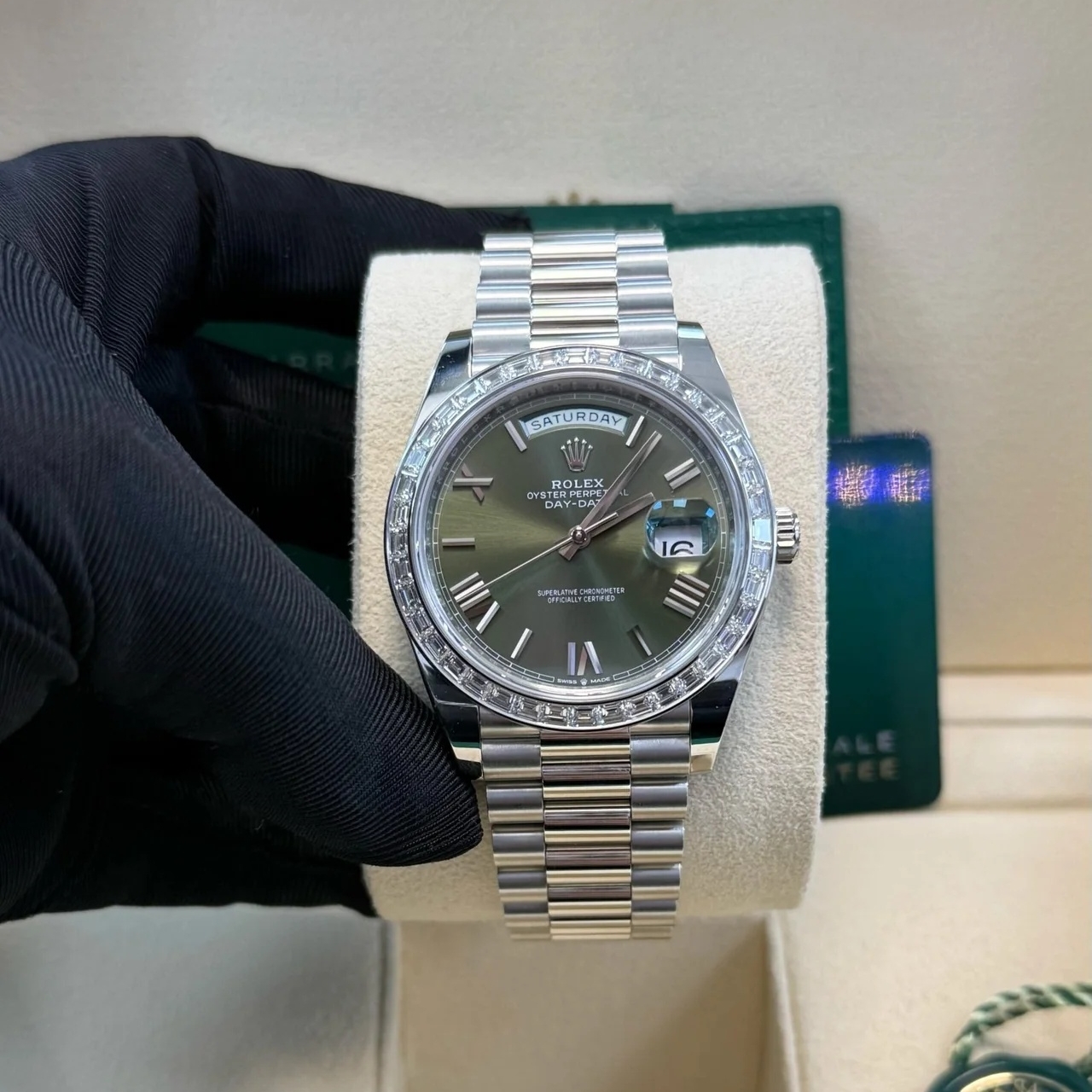 [Super Clone]RLX Day-Date 40mm 228396TBR-0020 Green Roman Dial