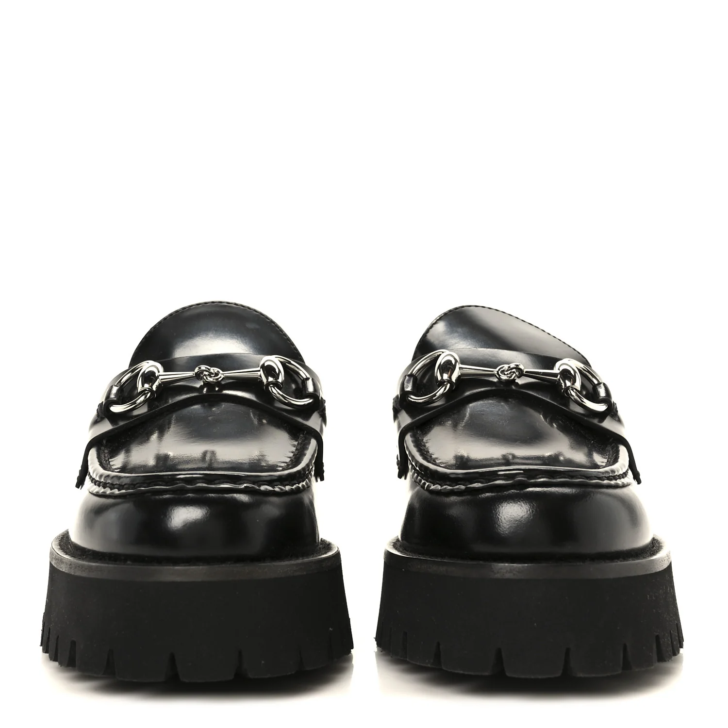 Cordovan Lux Womens Horsebit 45mm Platform Loafers 36 Black