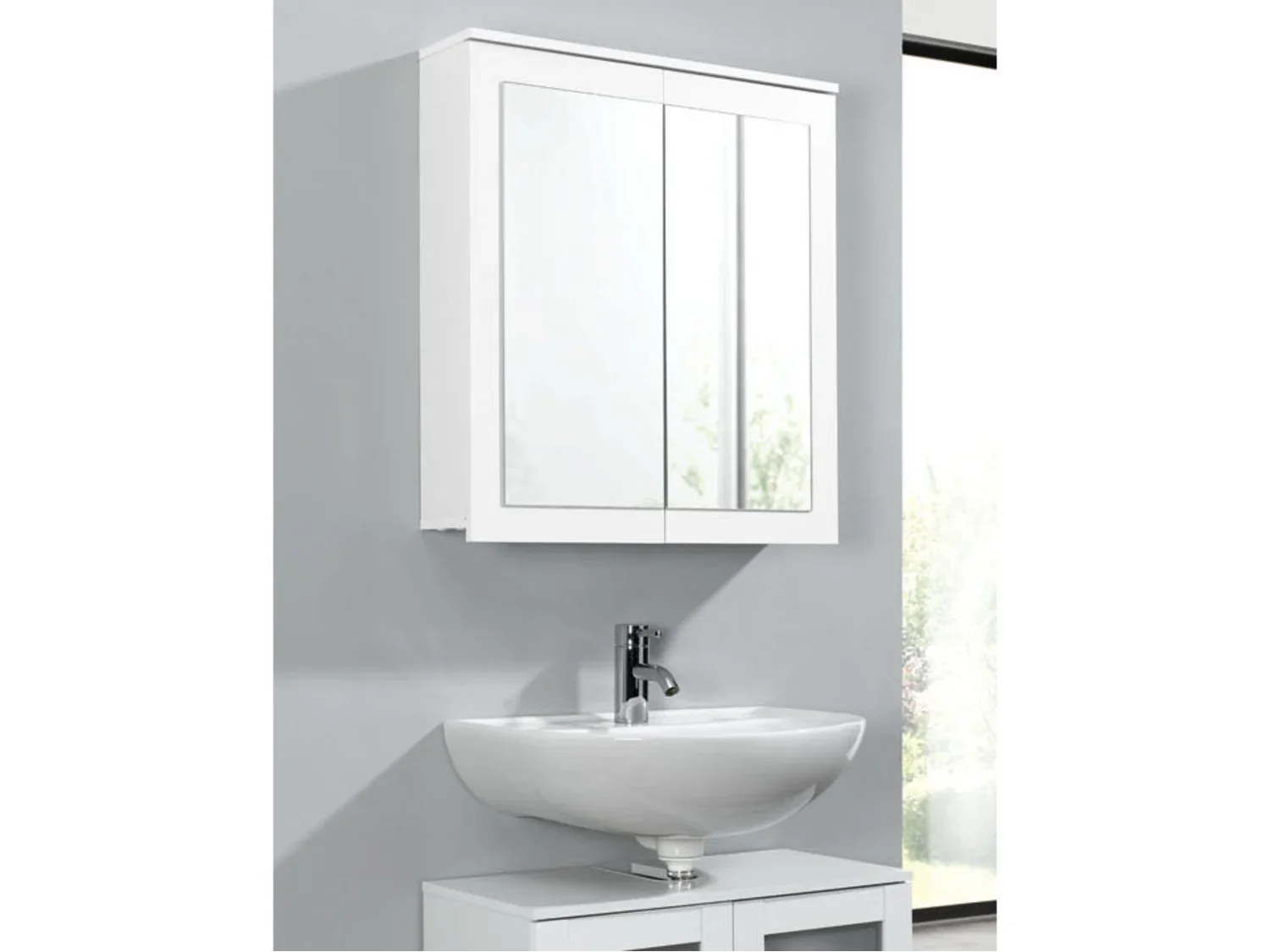 LIVARNO home Armoire de toilette miroir Basel, 68,5 x 76,1 x 17 cm, blanche