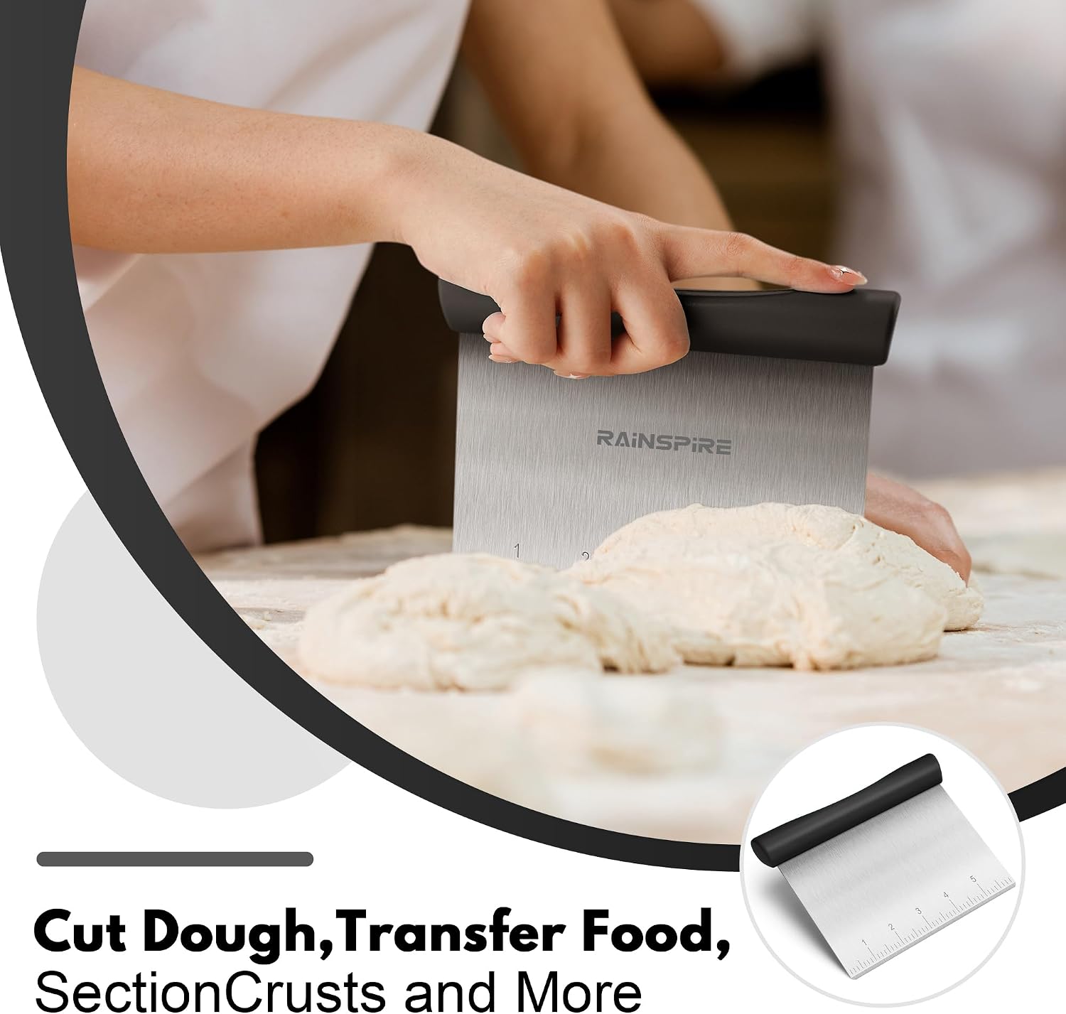 Multi-Purpose Stainless Steel Bench Scraper Dough Blender & Pastry Cutter