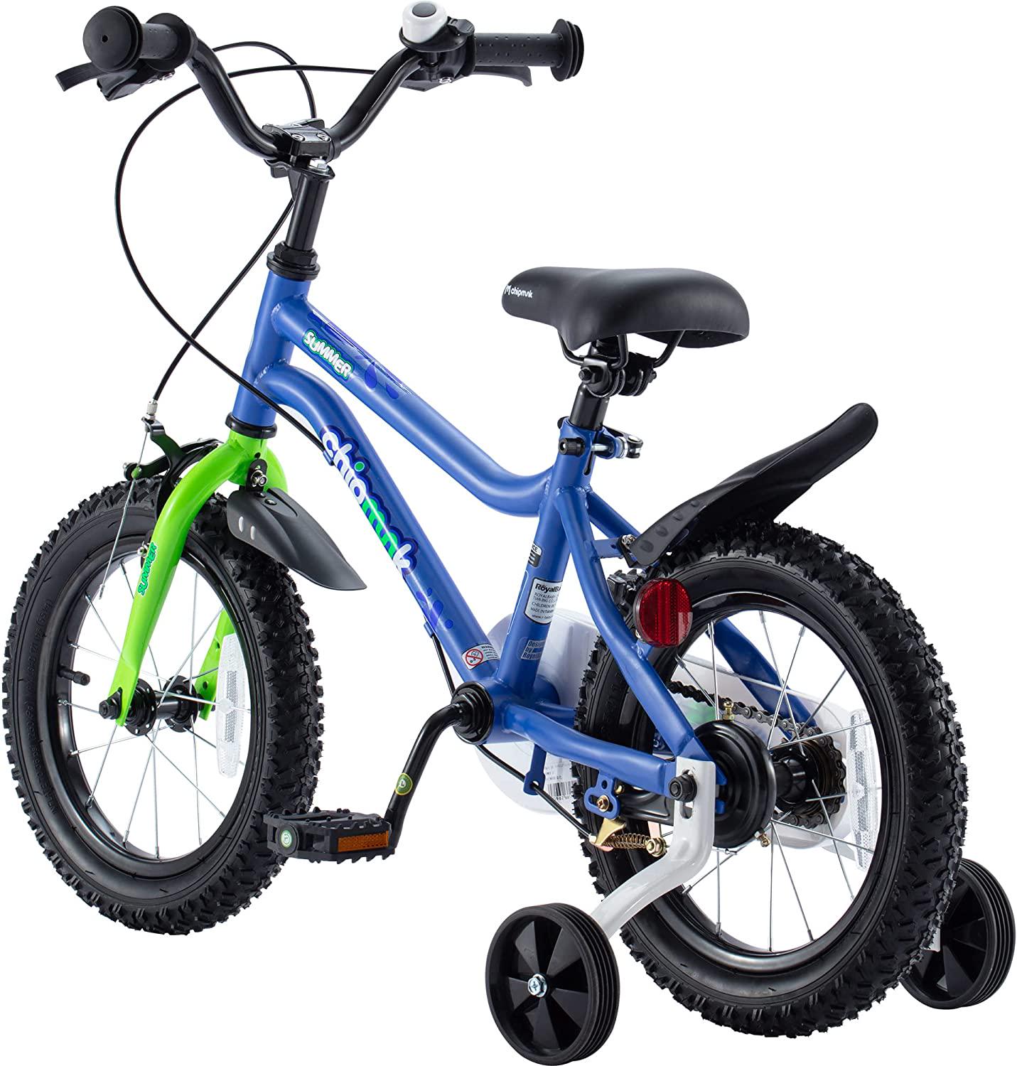 Chipmunk 18 inch MK Sports Kids Bike Summer Blue With Training Wheels and Kickstand - Image 5