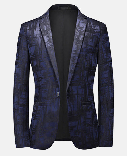 Blazer élégant à imprimé graffiti, col à revers et un bouton
