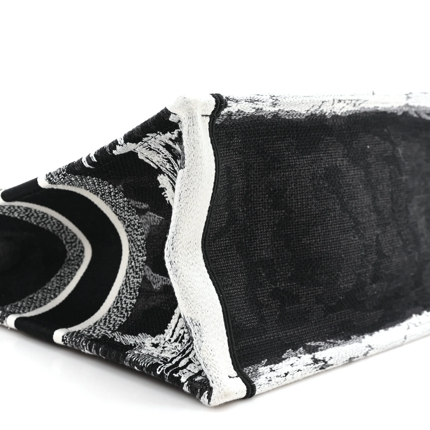 Canvas Embroidered Medium Paris Book Tote Black White