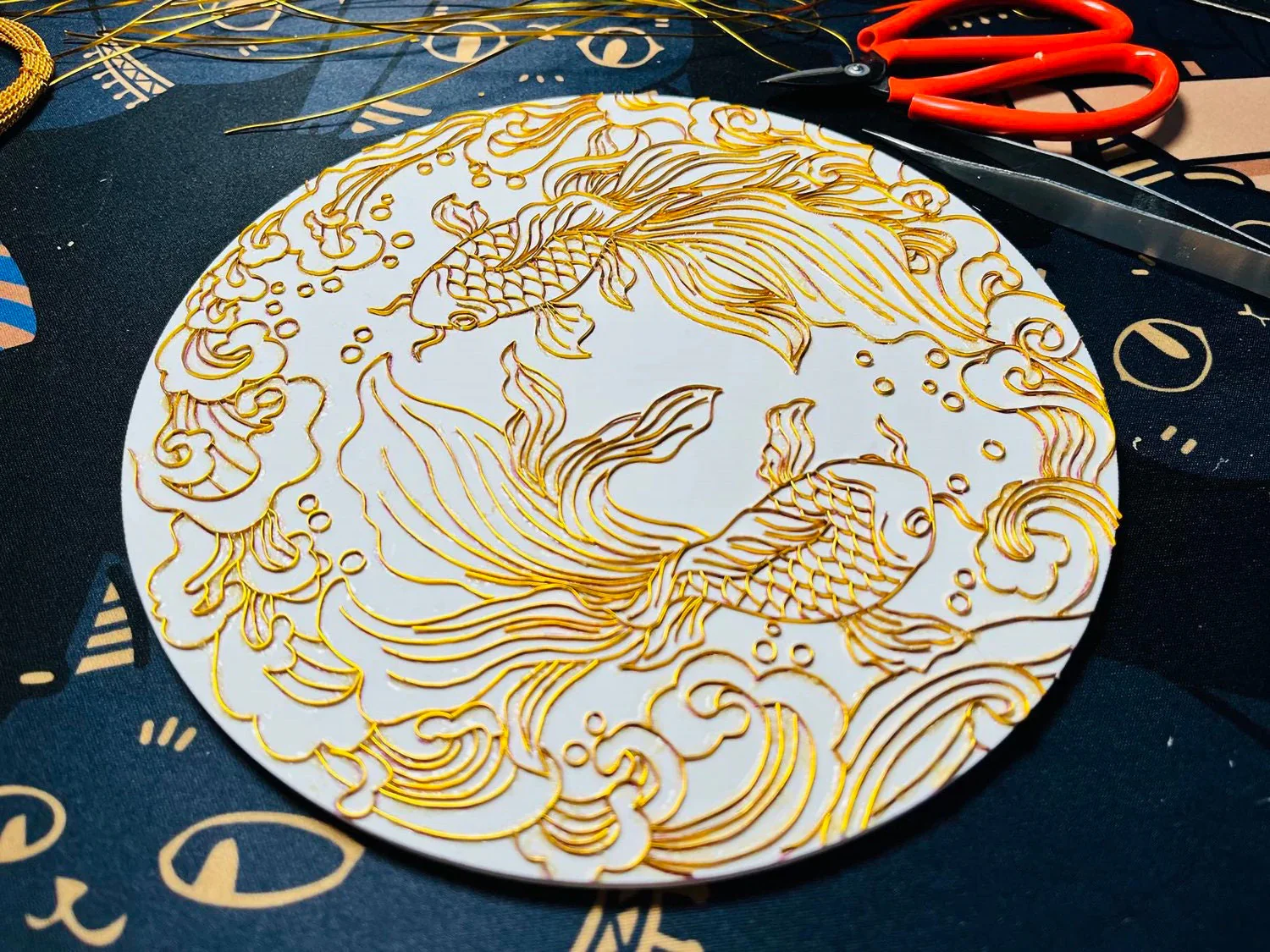 Joyful Gold Fish, Beginner Cloisonné Enamel DIY Kit, with Tutorial& All Tools