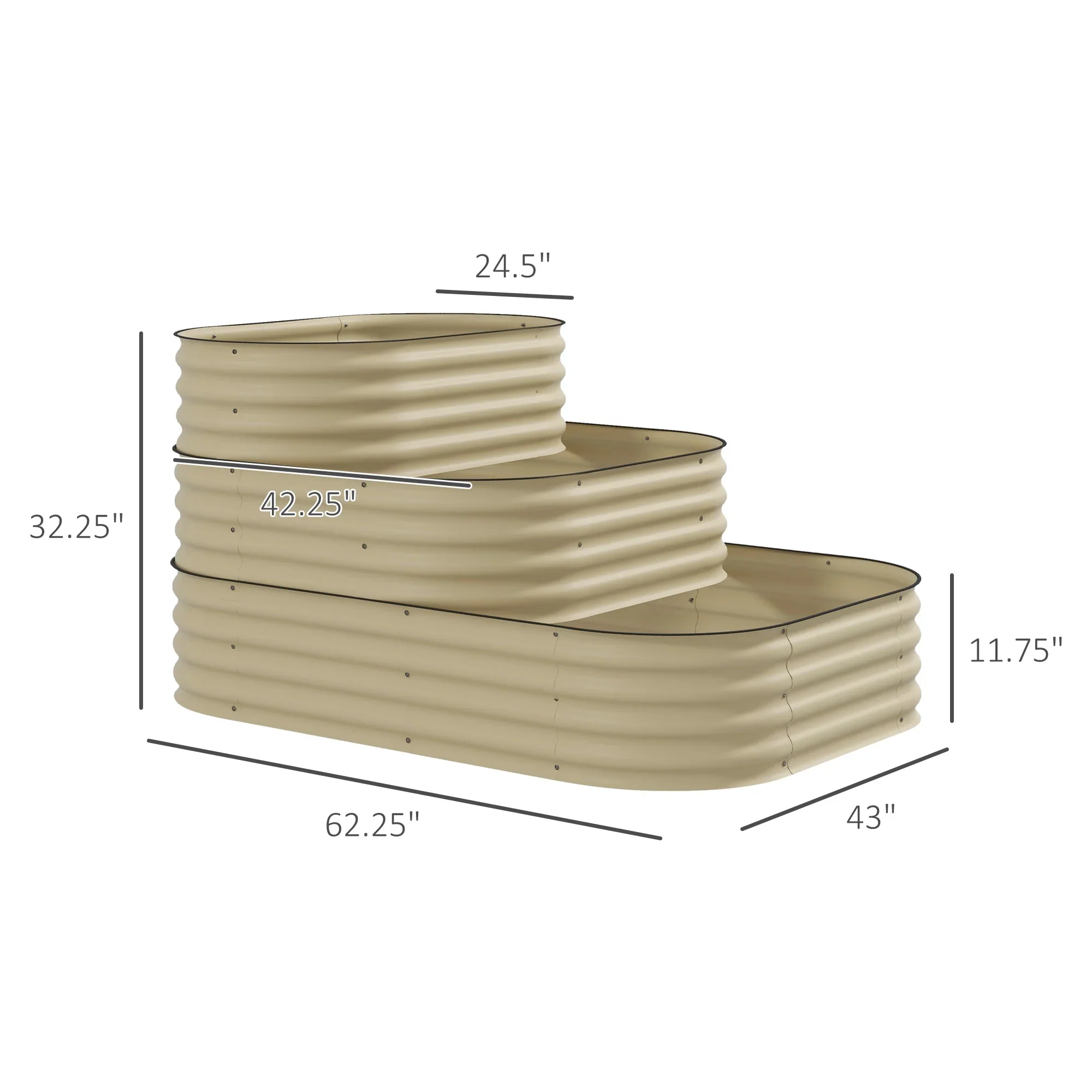 Outsunny 3-Tier Raised Garden Bed 62.25 x 43 x 32.25 Planter Set, Green