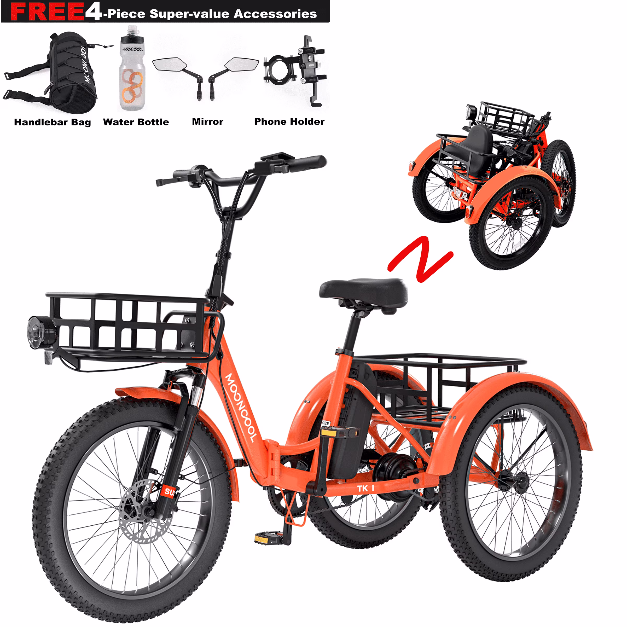 ABORON 3.0 Fat Tire Electric Trike for Senior Foldable E - Bike, 500W Motorized Tricycle Adult 20