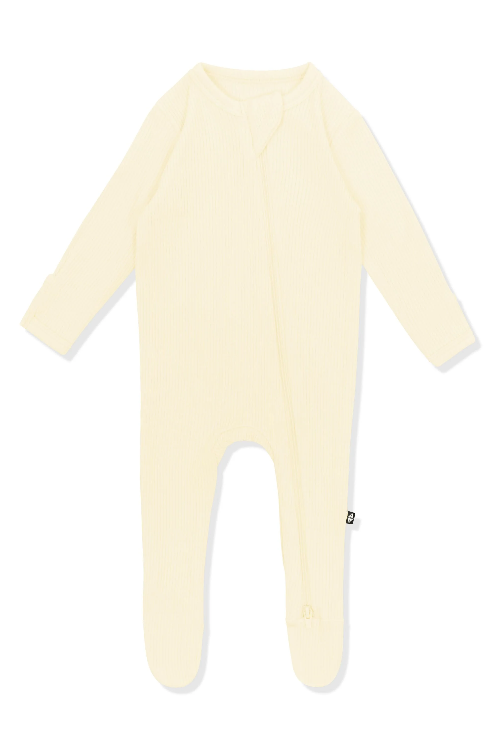Ribbed Zipper Footie in Chamomile