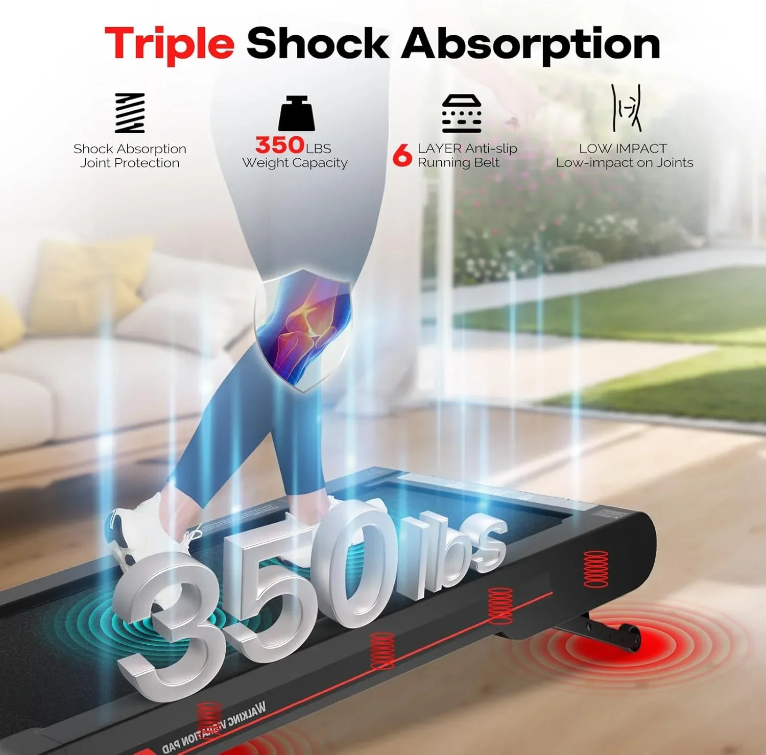 Tapis de marche vibrant Sperax avec application 3 en 1, tapis de marche sous bureau