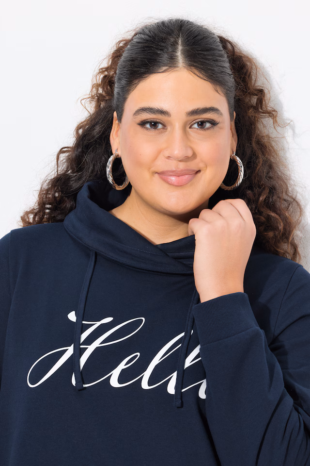HELLO classic fit stand-up collar sweatshirt