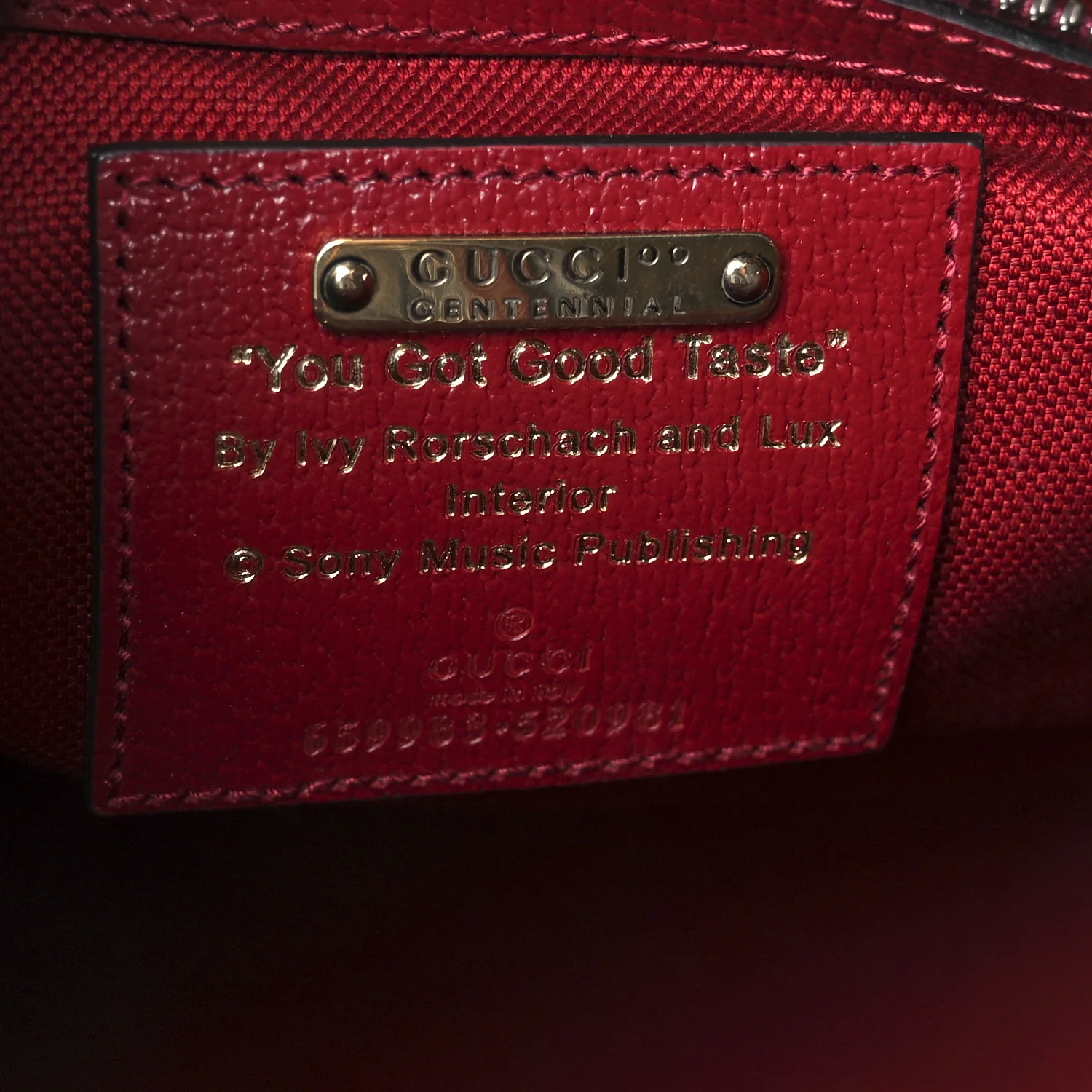 Canvas Jacquard Calfskin 100 Centennial Music Small Tote Bag Ivory Red