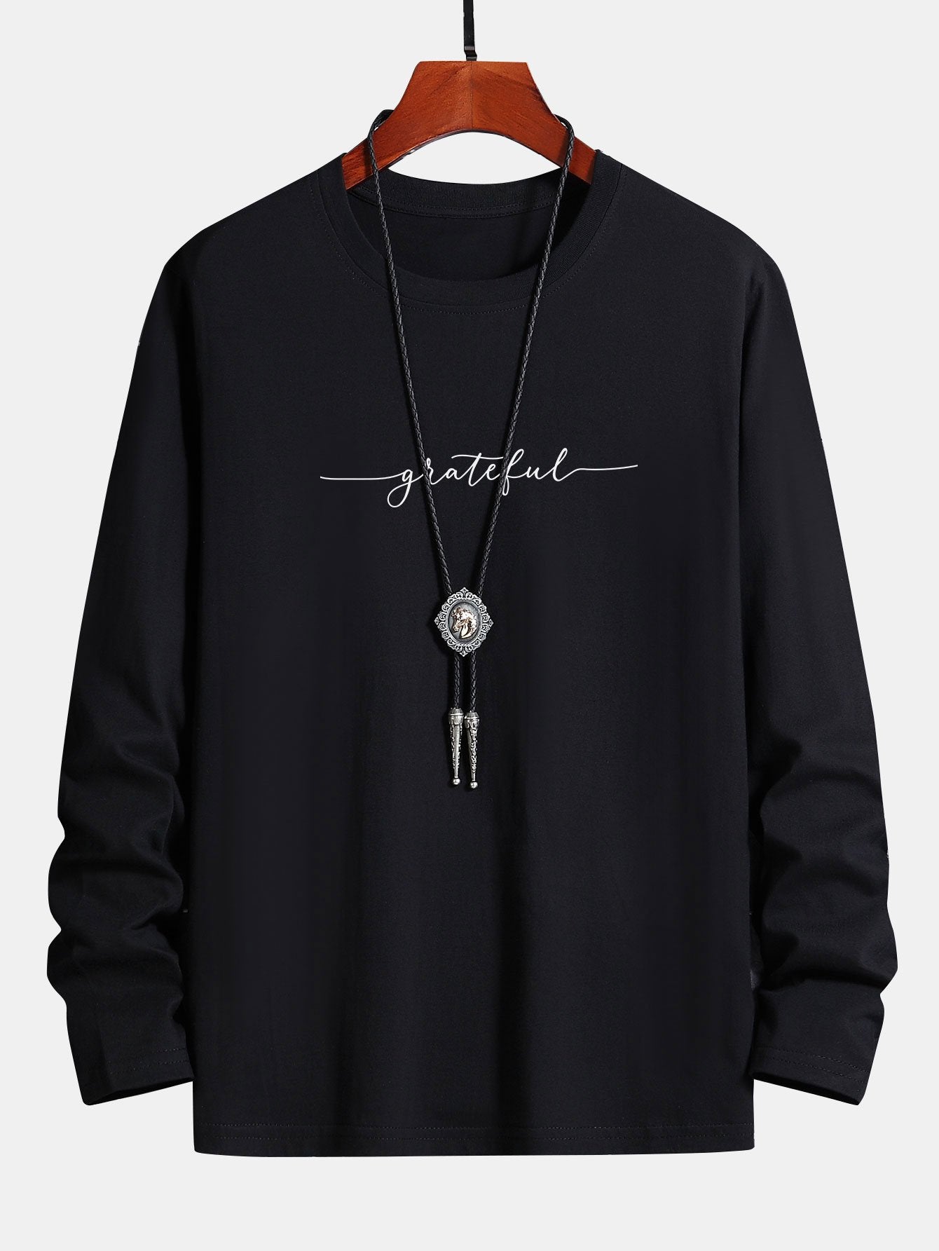 T-shirt en coton à manches longues imprimé « Grateful »
