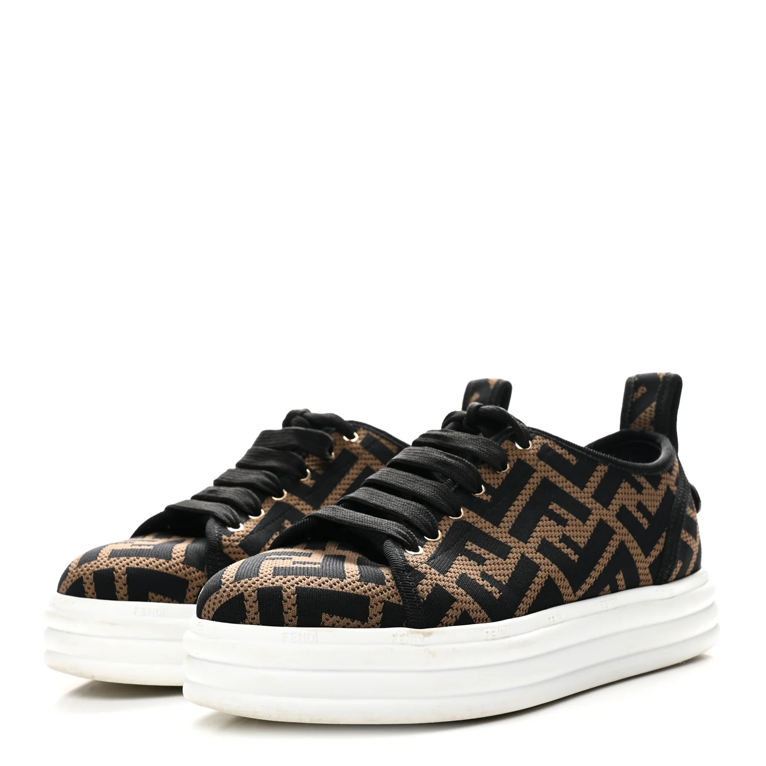 Fabric FF Micro-Perforated Rise Low Top Sneakers 36 Tobacco Black