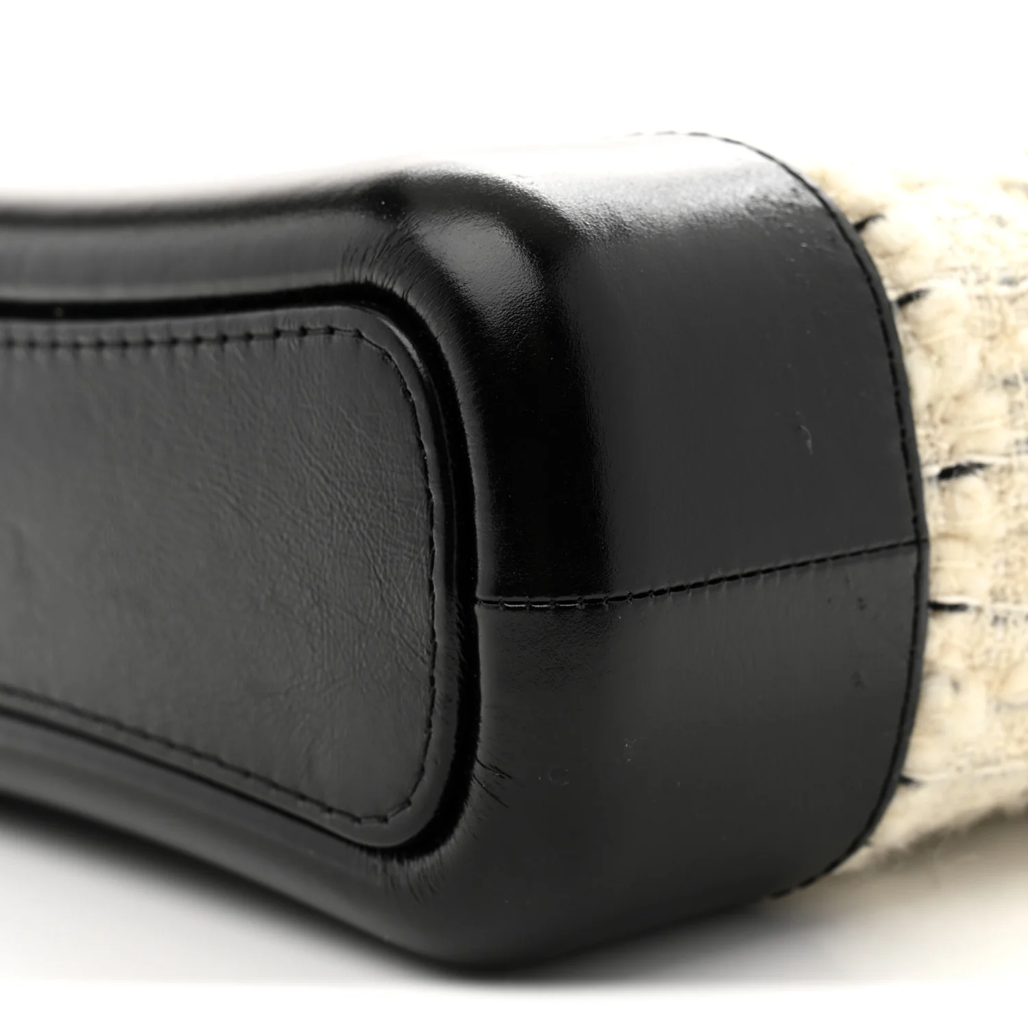 Tweed Calfskin Quilted Small Gabrielle Hobo Ivory Black