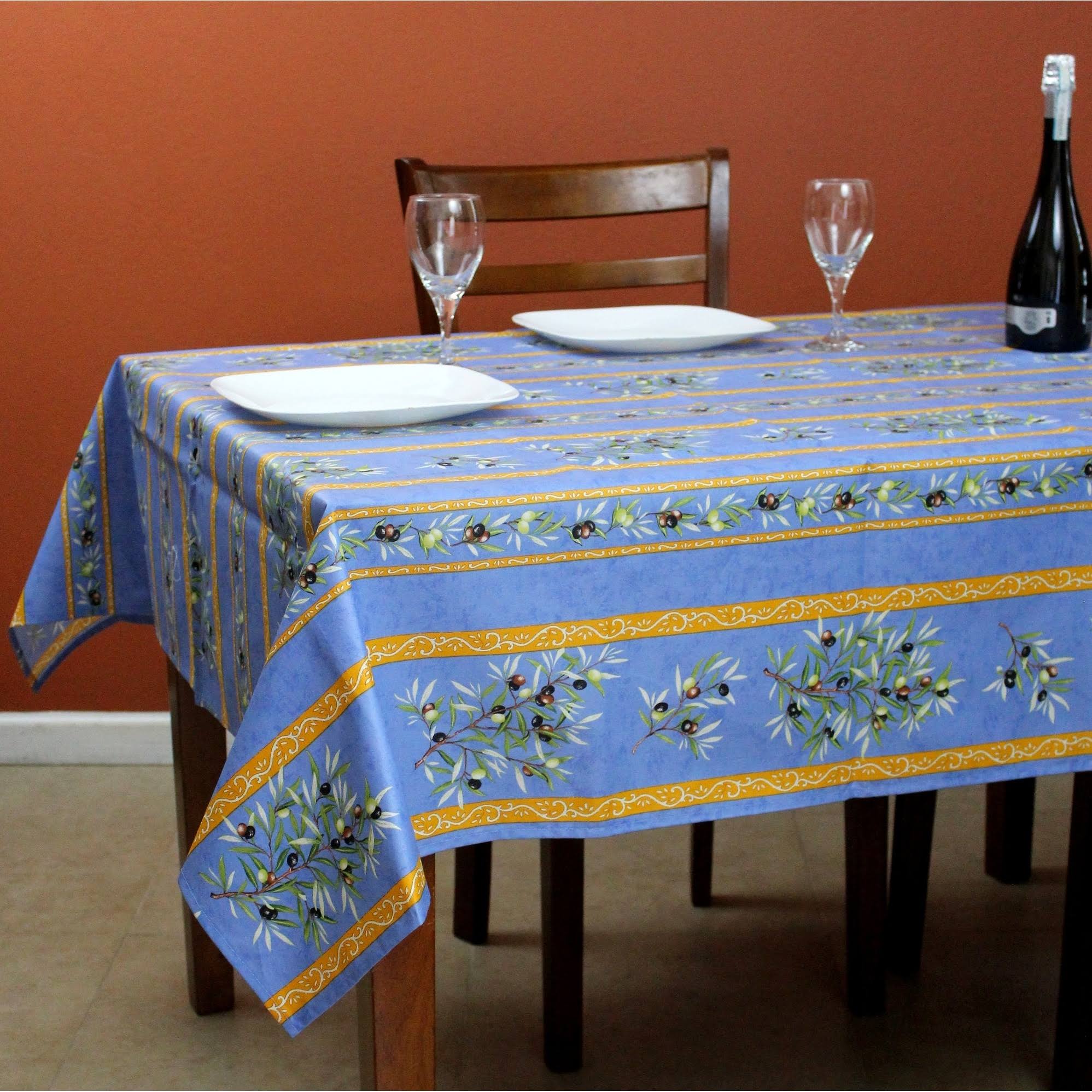 La Cigale Wipeable Tablecloth Spill Resistant Acrylic Coated Floral Cotton French Provencal Tablecloth for Rectangle Tables 60 x 78 in Clos de
