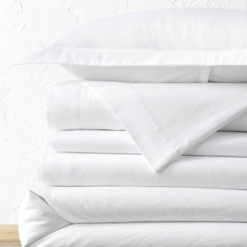 Lands' End Velvet Flannel Solid Duvet Cover, White, Full/Queen