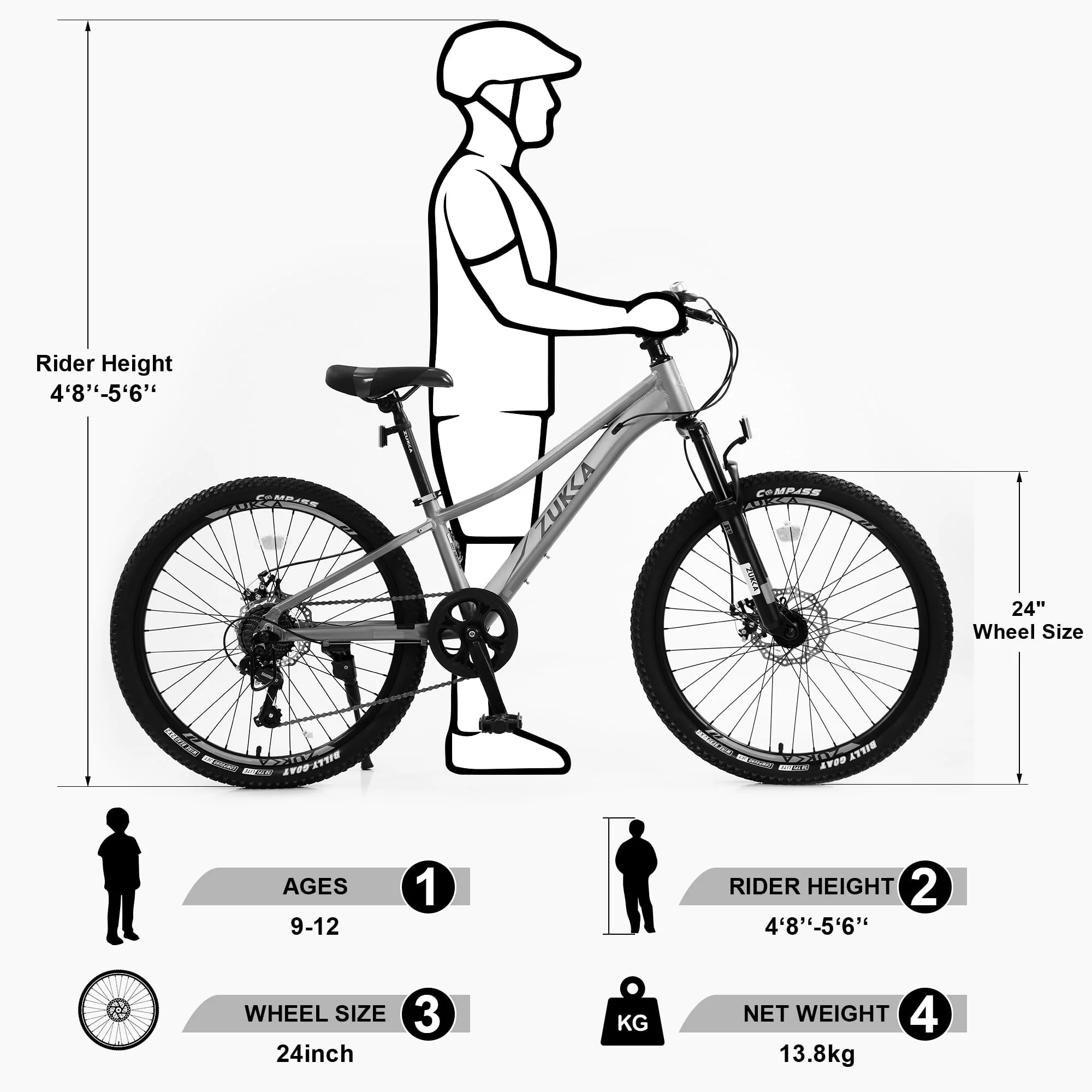 24 inch Mountain Bike Aluminum Alloy Frame 7 Speed Bicycle for Unisex Students Image 2