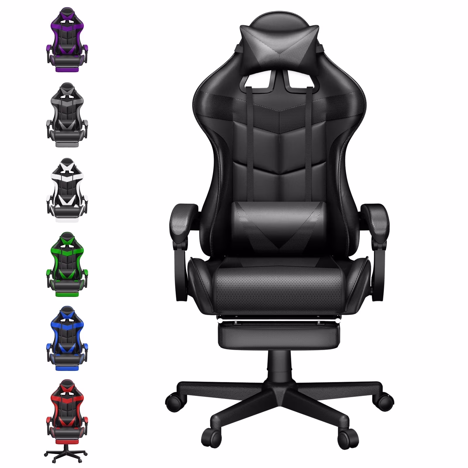 Gaming Chair with Massage, High Back Computer Gamer Chair for Adults and s, Ergonomic Game Chair with Adjustable Headrest and Lumbar Support (Blue)(��Z��Blue) - Image 9